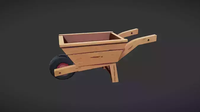 Wooden wheelbarrow with one wheel