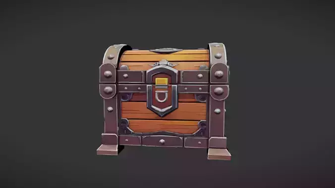 wooden treasure chest with metal accents