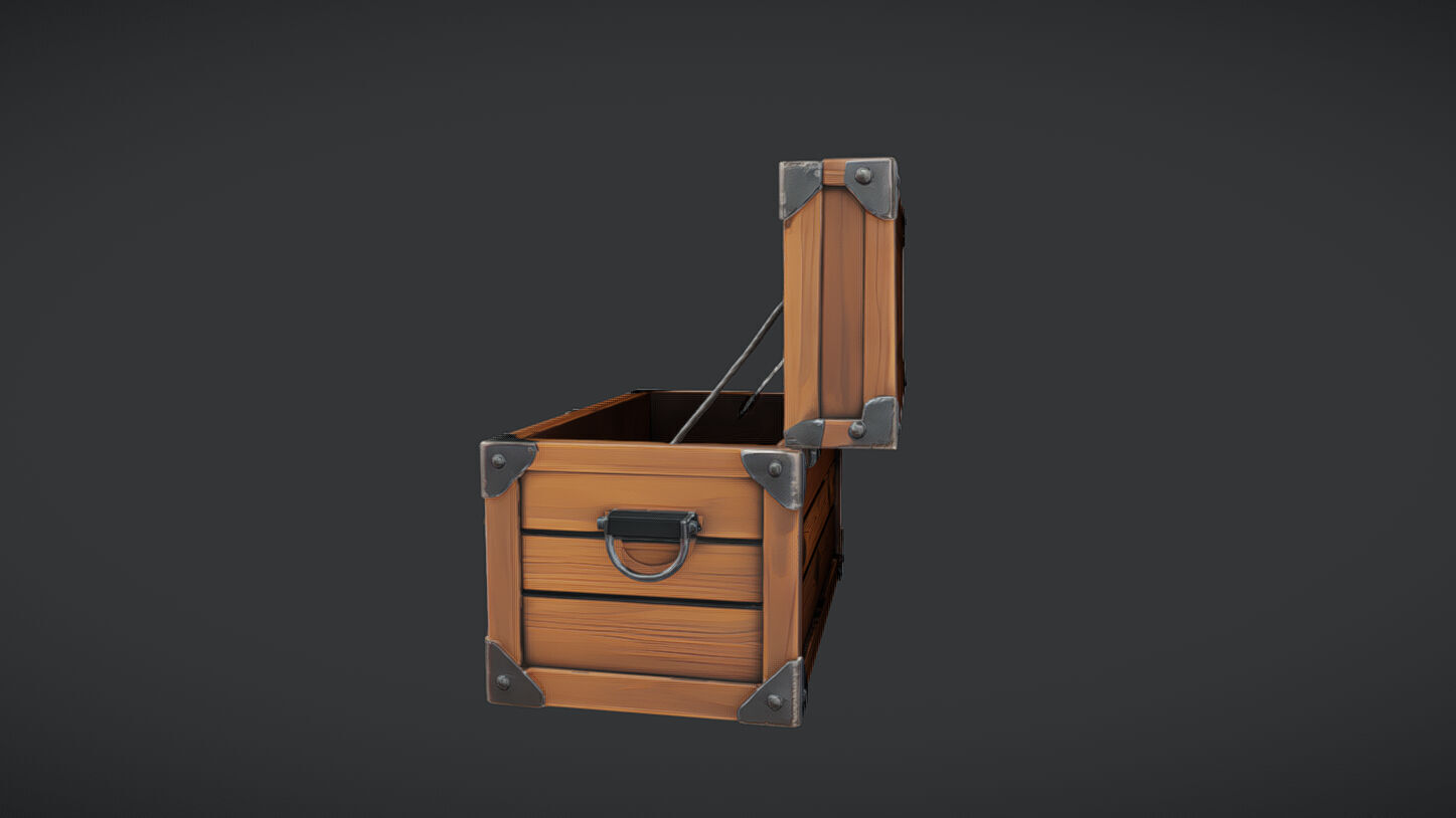 wooden treasure chest 3 3D model_4