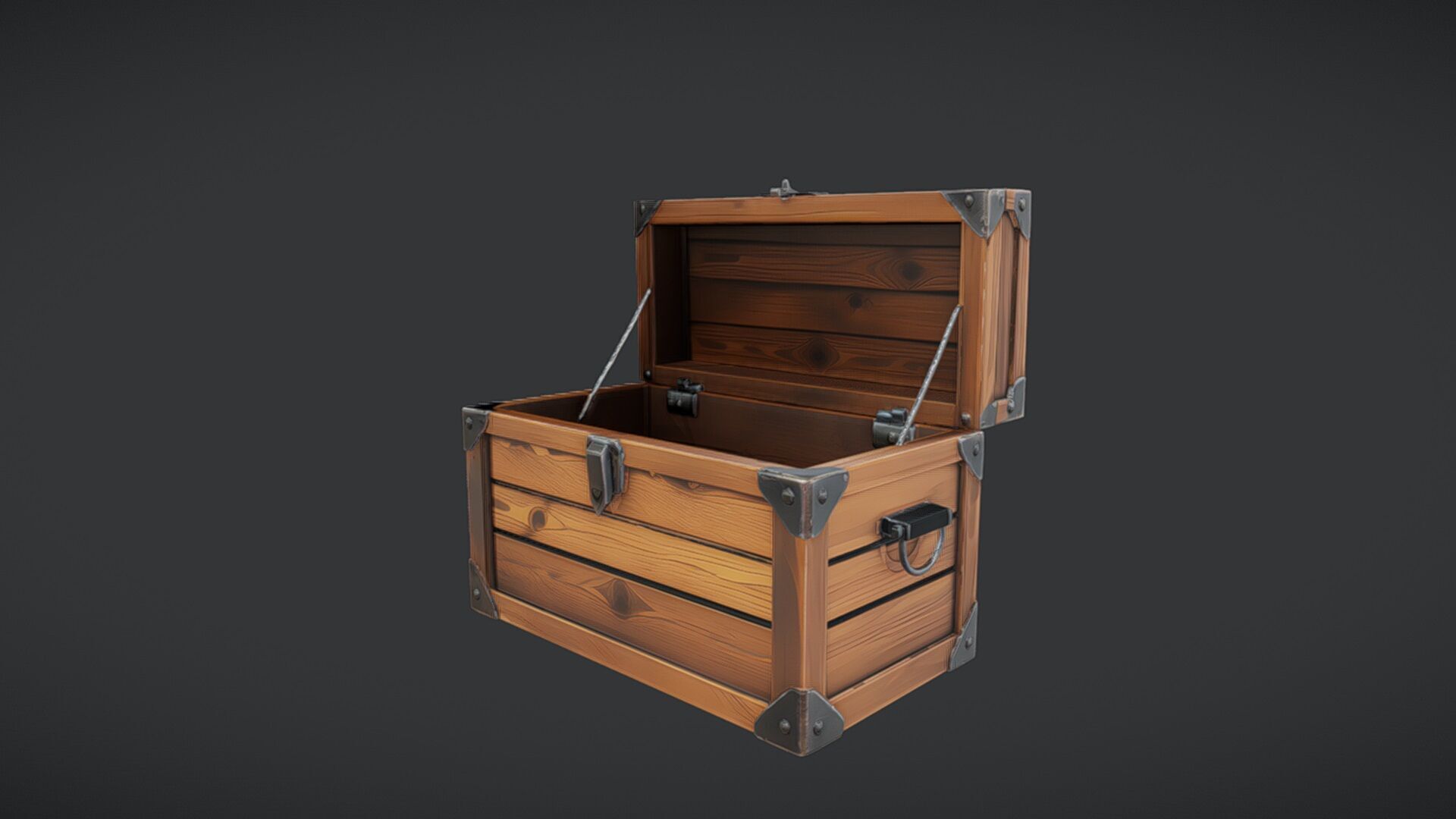 wooden treasure chest 3 3D model_7