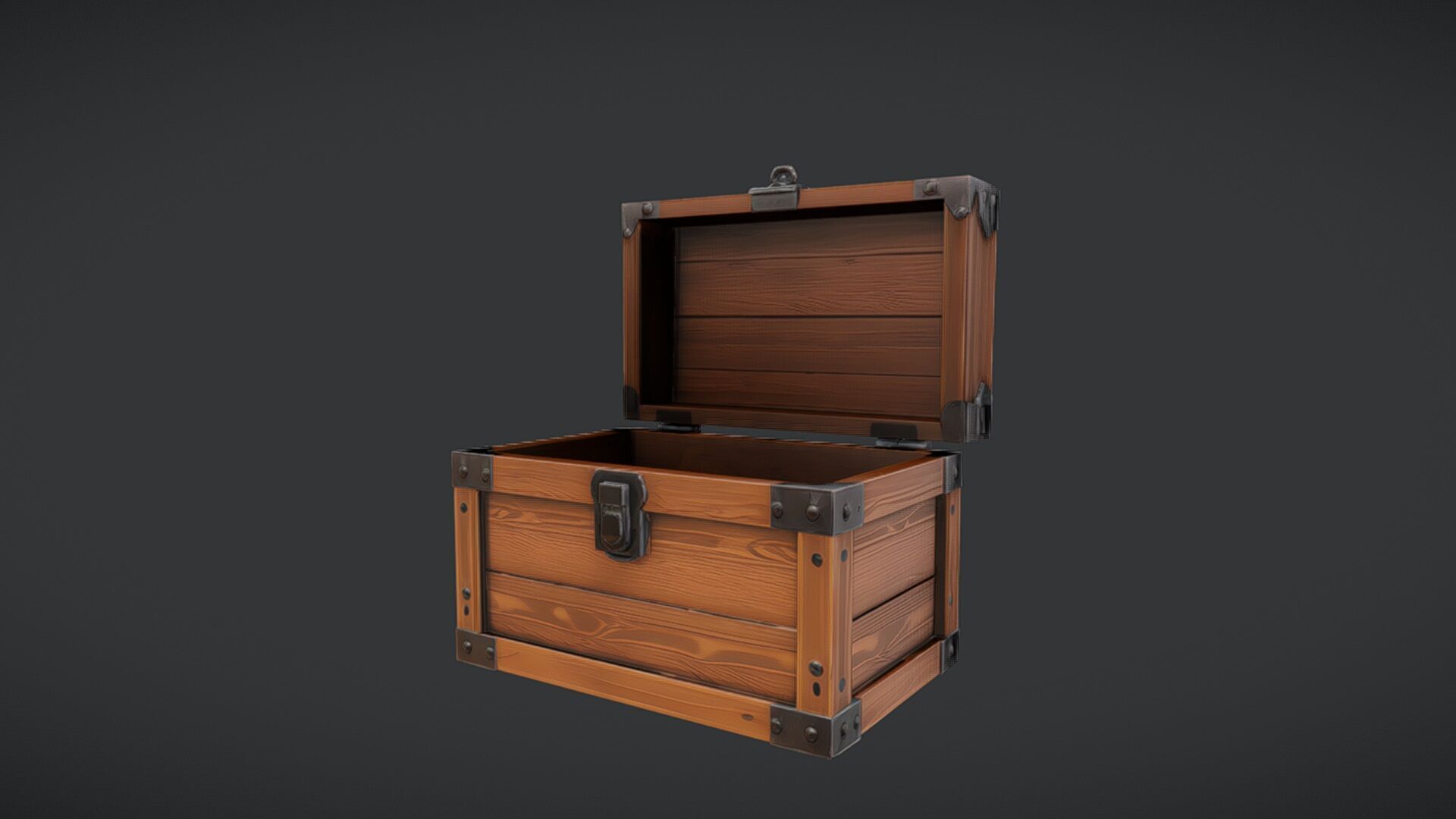 Wooden treasure chest 2 3D model_6