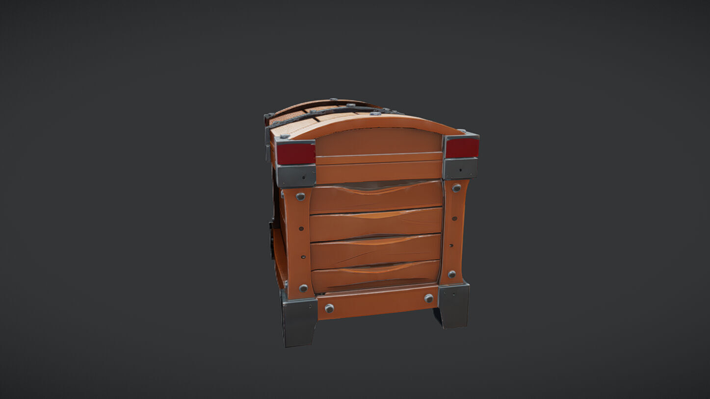 wooden treasure chest 3D model_3