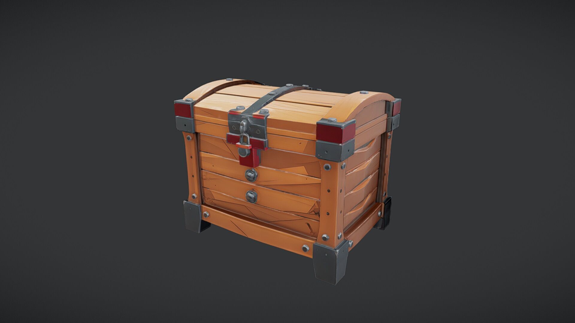wooden treasure chest 3D model_7