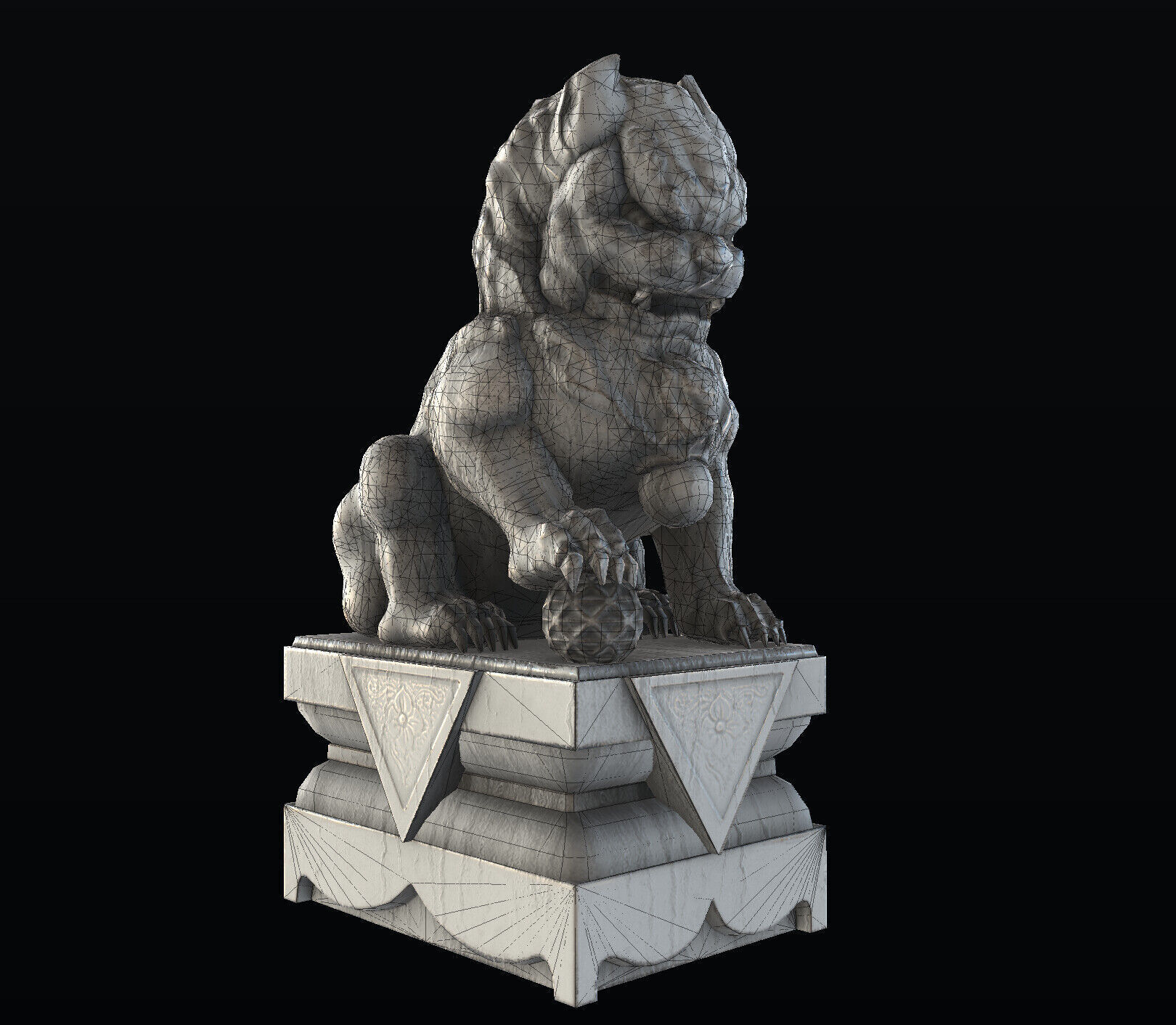 Next Generation Stone Lion Low-poly 3D model_2