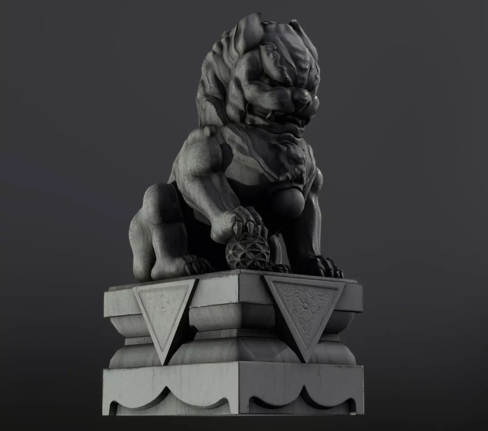 Next Generation Stone Lion Low-poly 3D model_0