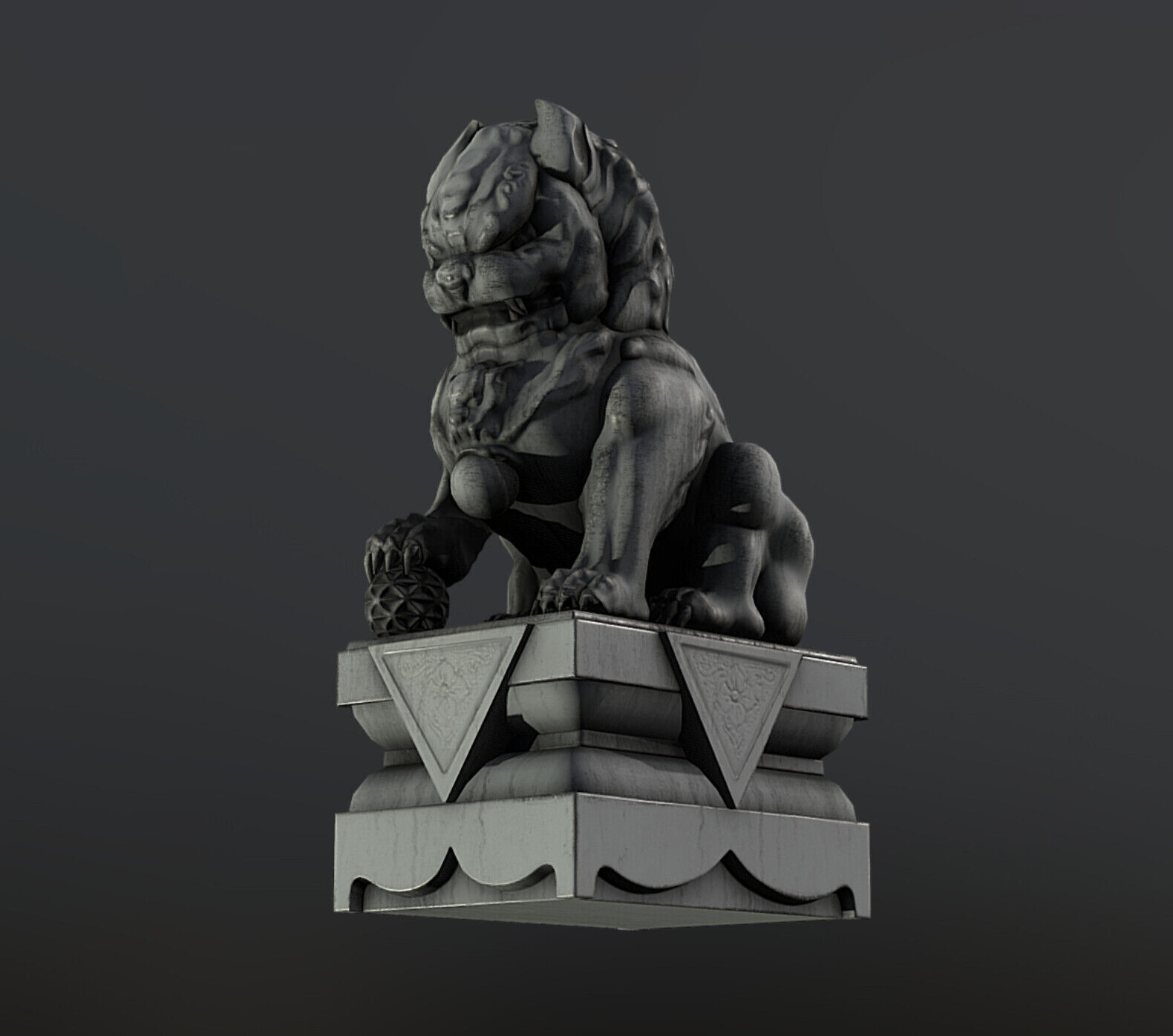 Next Generation Stone Lion Low-poly 3D model_1