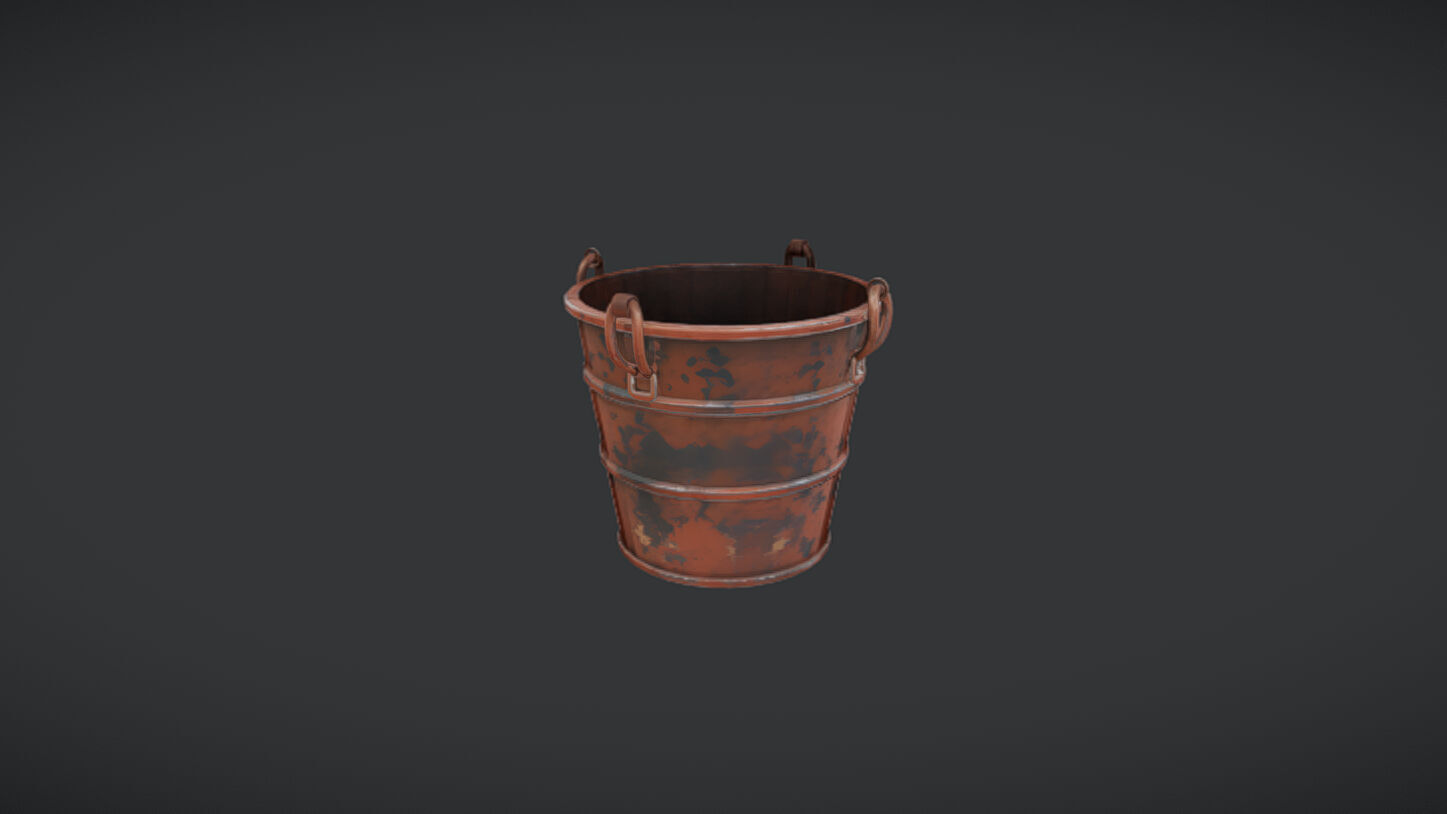 rusty metal bucket 3D model_4