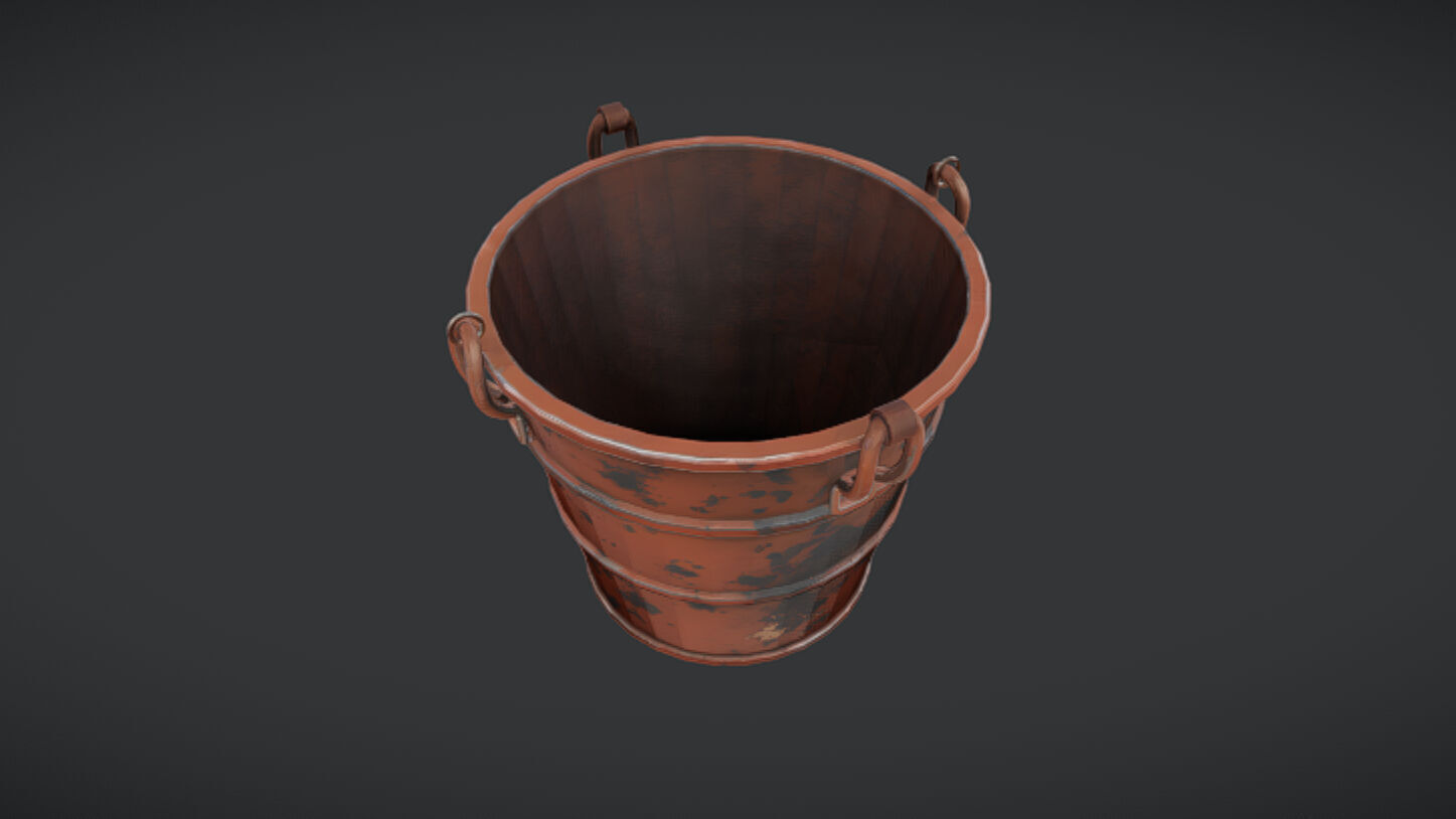 rusty metal bucket 3D model_1