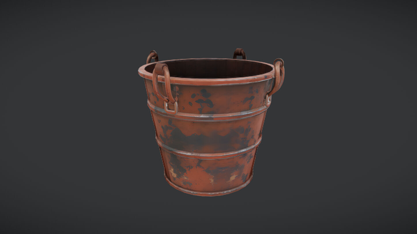 rusty metal bucket 3D model_3