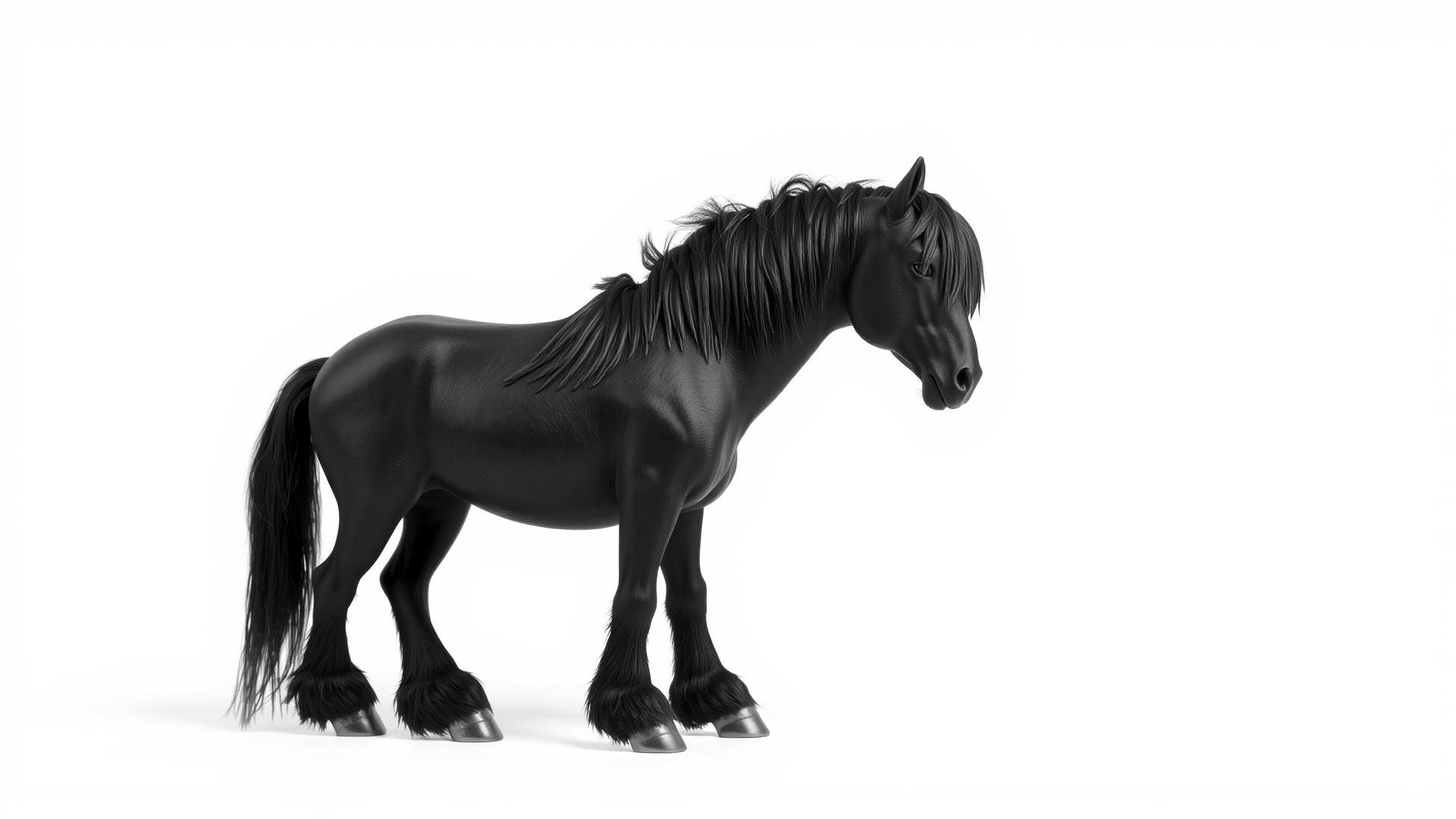 Black Clydesdale Horse 3D Model with Dark Coat Low-poly 3D model_3