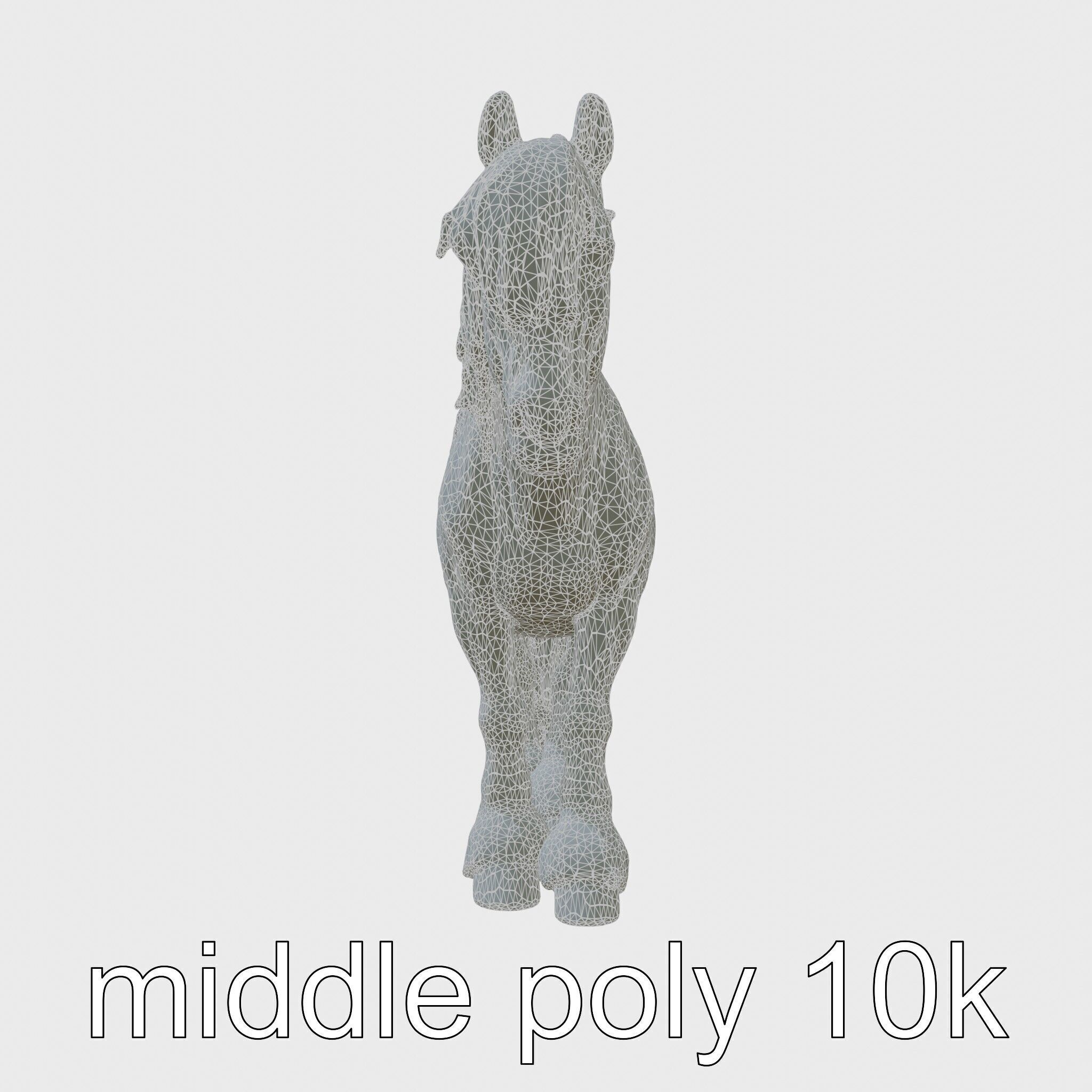 Black Clydesdale Horse 3D Model with Dark Coat Low-poly 3D model_27
