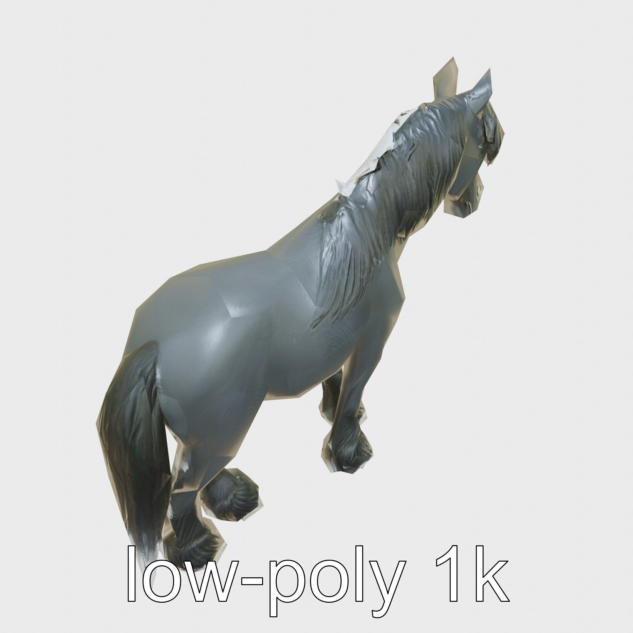 Black Clydesdale Horse 3D Model with Dark Coat Low-poly 3D model_10