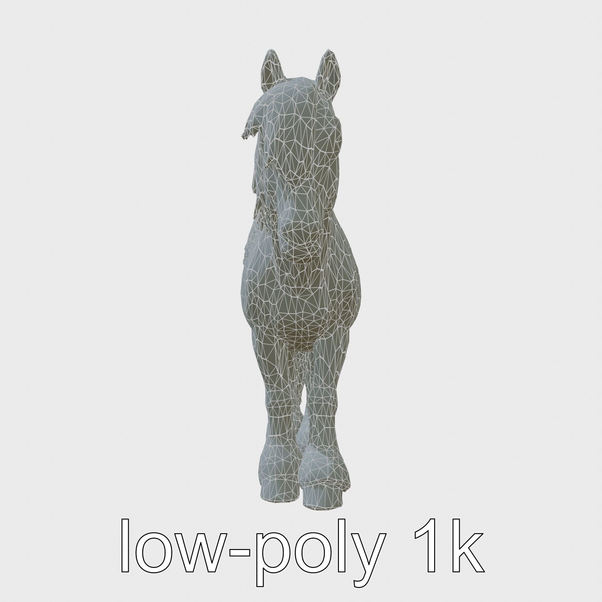 Black Clydesdale Horse 3D Model with Dark Coat Low-poly 3D model_23