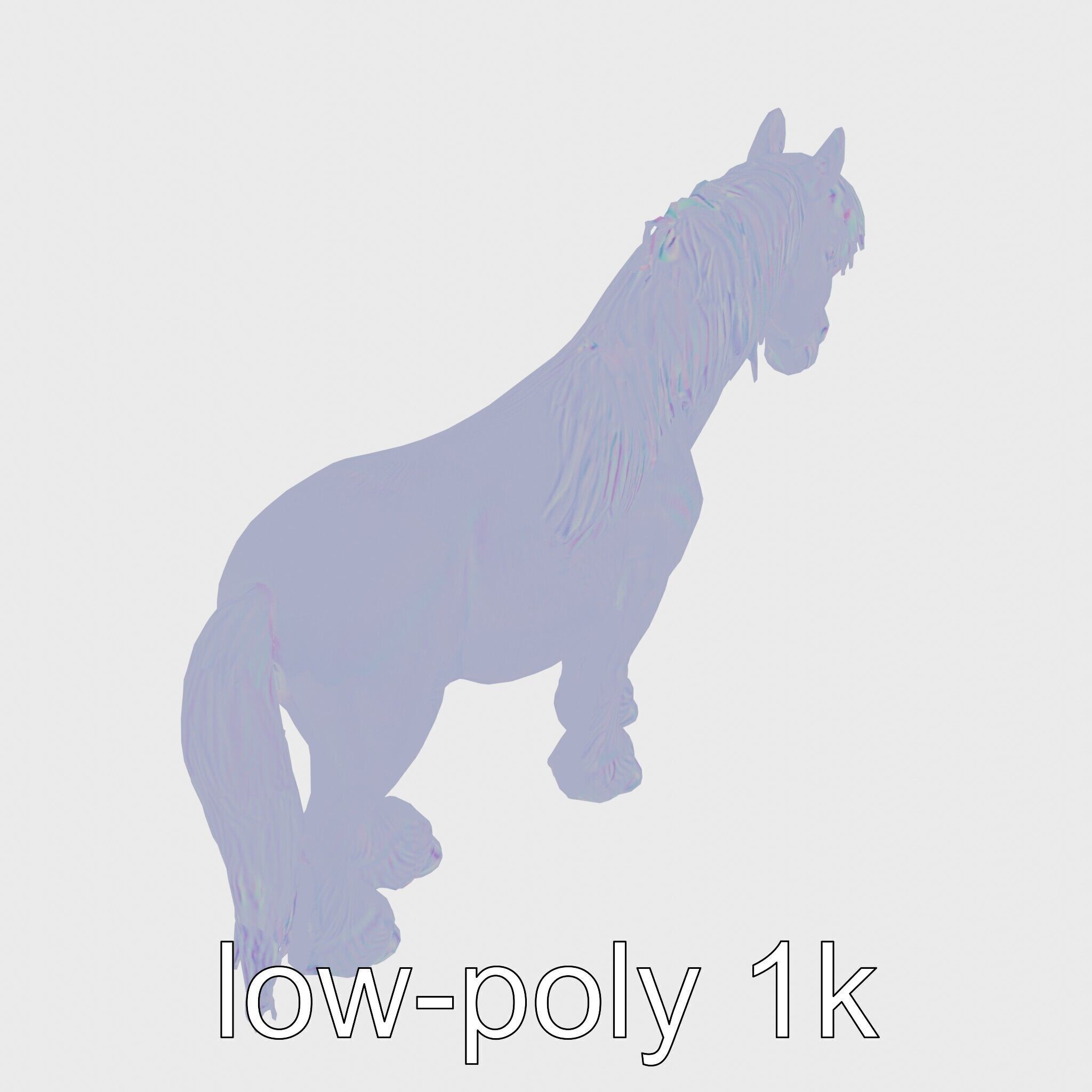 Black Clydesdale Horse 3D Model with Dark Coat Low-poly 3D model_13