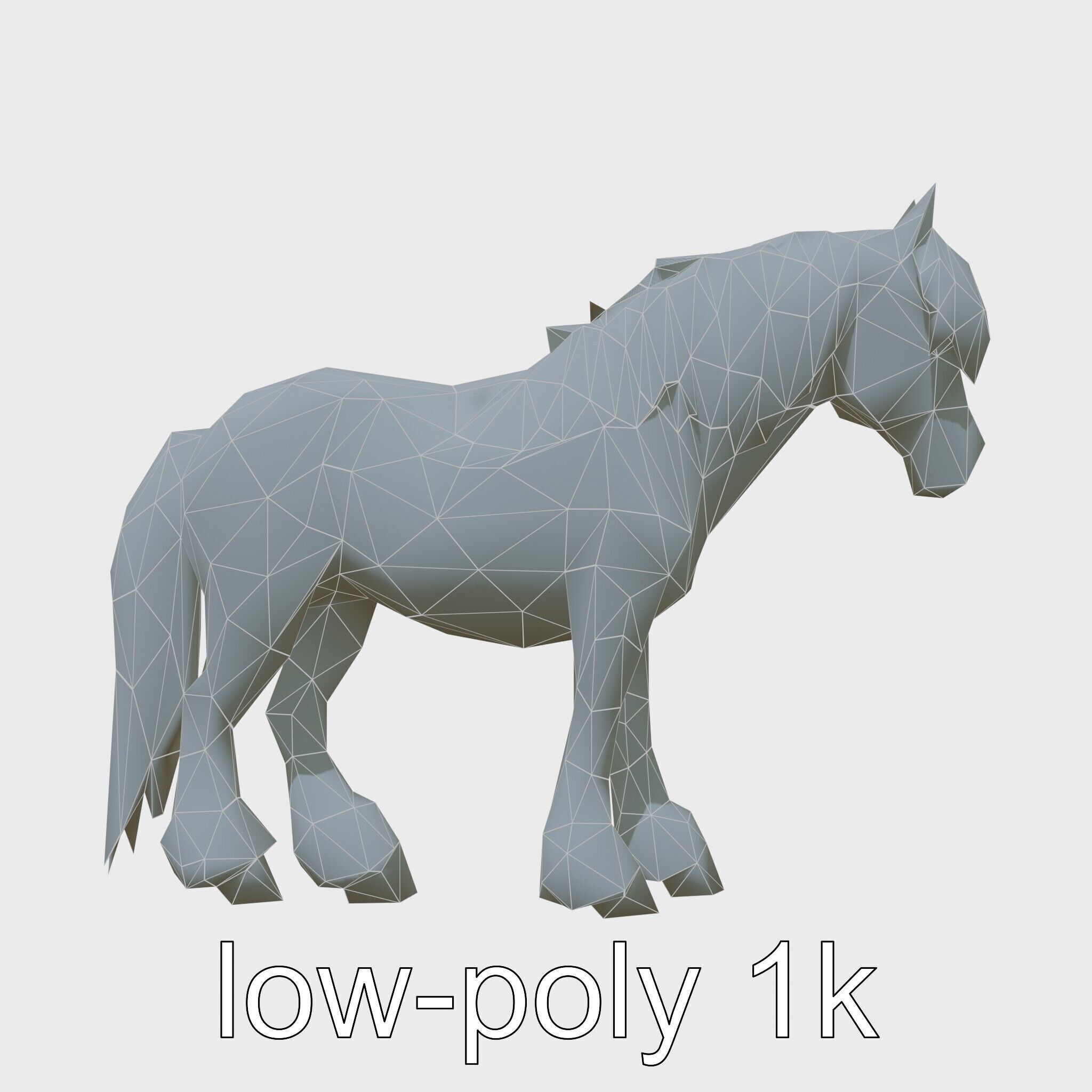 Black Clydesdale Horse 3D Model with Dark Coat Low-poly 3D model_17