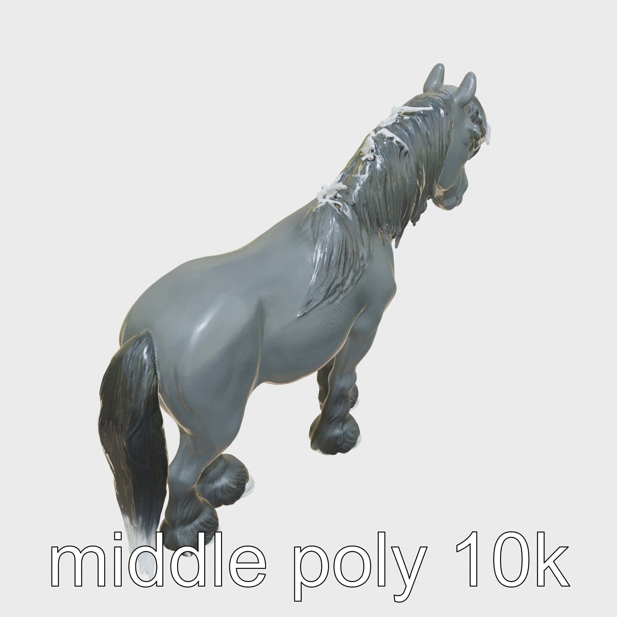 Black Clydesdale Horse 3D Model with Dark Coat Low-poly 3D model_22