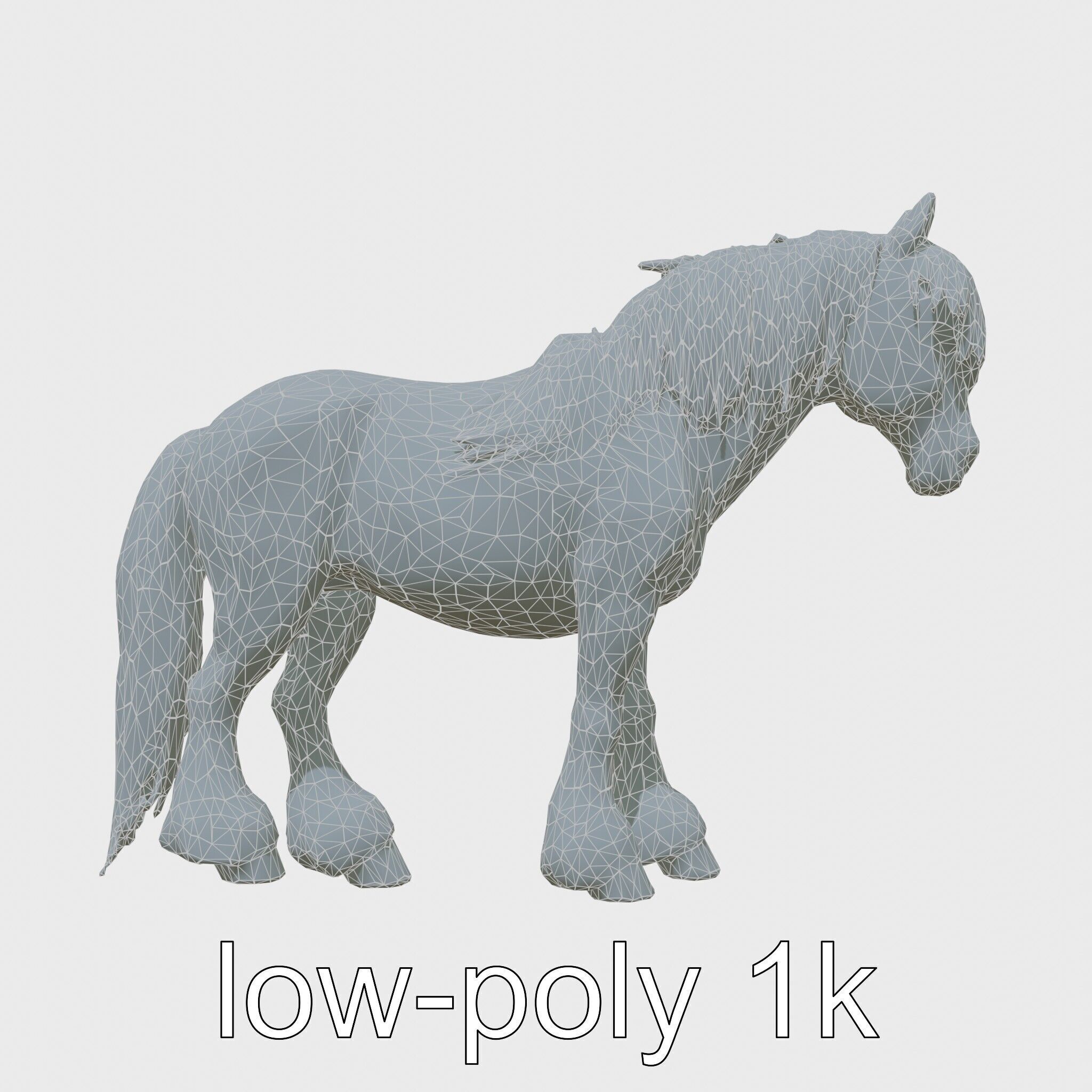 Black Clydesdale Horse 3D Model with Dark Coat Low-poly 3D model_6