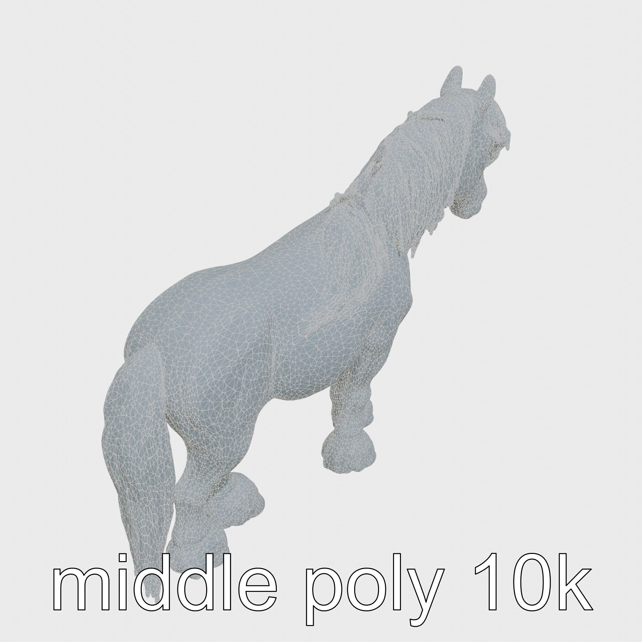Black Clydesdale Horse 3D Model with Dark Coat Low-poly 3D model_16