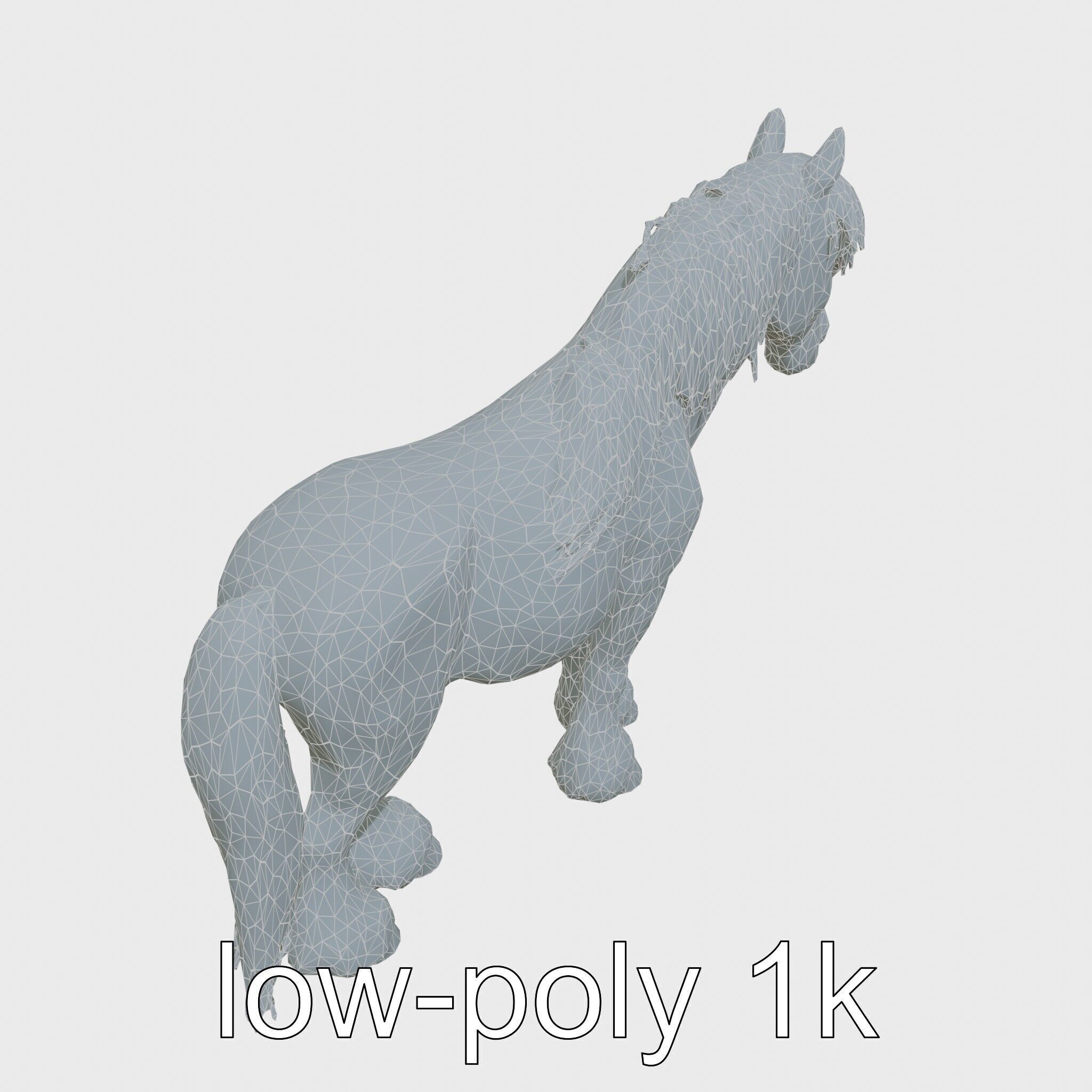 Black Clydesdale Horse 3D Model with Dark Coat Low-poly 3D model_25