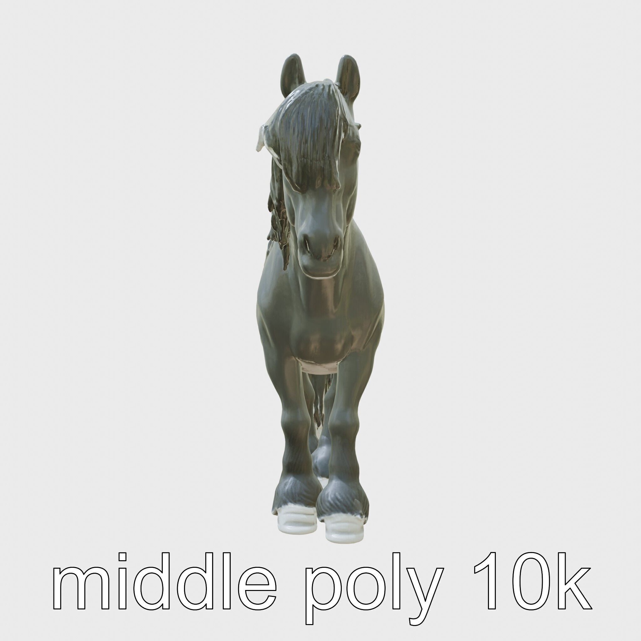Black Clydesdale Horse 3D Model with Dark Coat Low-poly 3D model_26