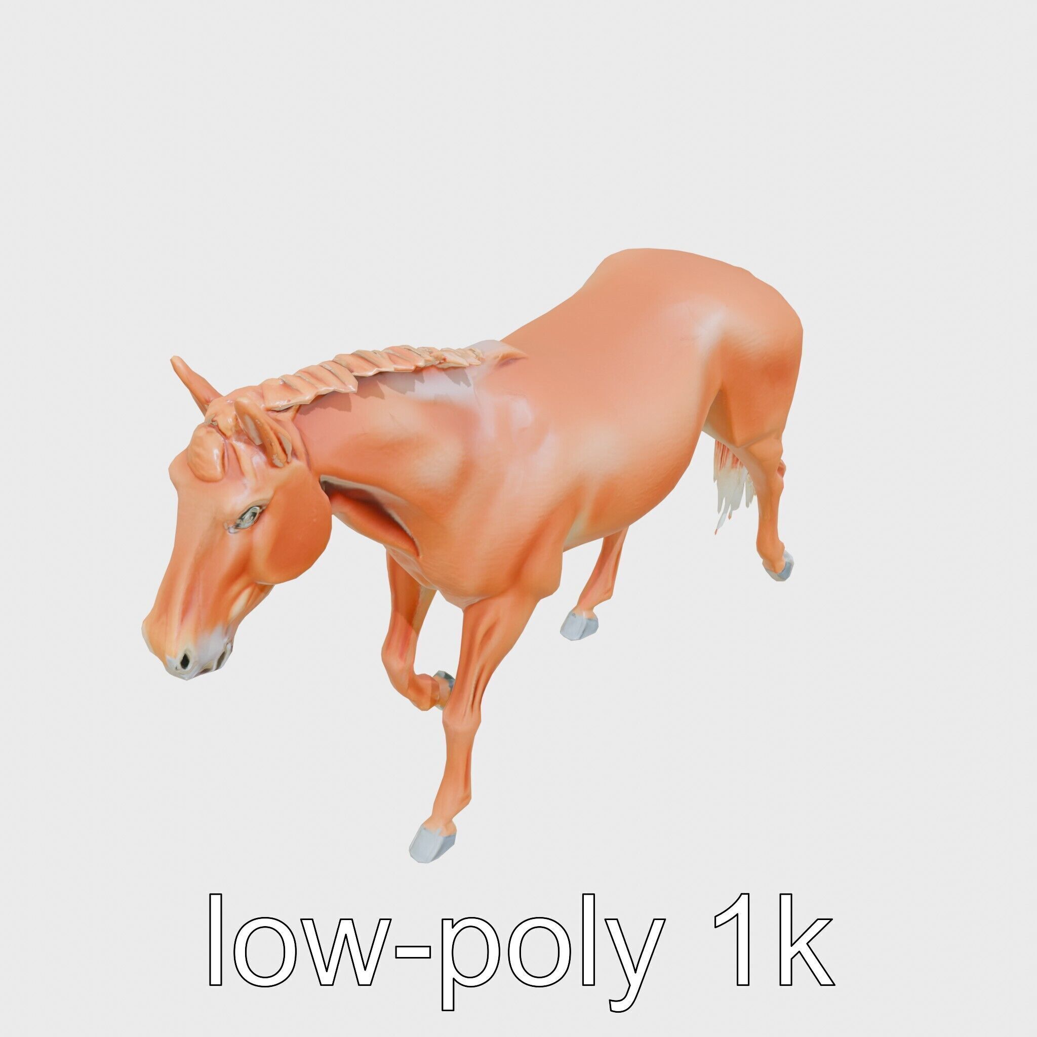 Chestnut Warmblood Horse with Energetic Performance Low-poly 3D model_17