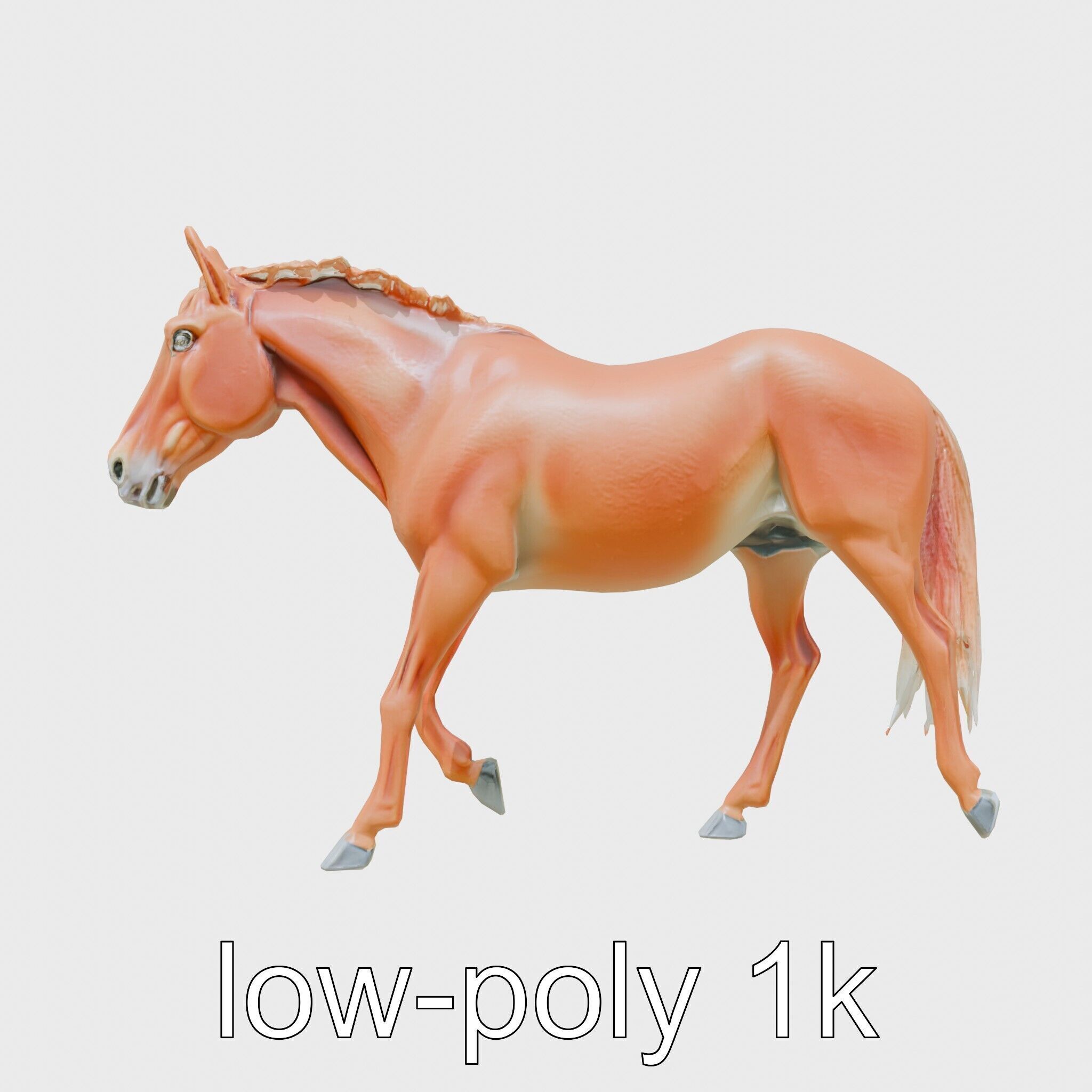 Chestnut Warmblood Horse with Energetic Performance Low-poly 3D model_9
