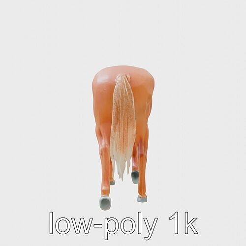 Chestnut Warmblood Horse with Energetic Performance Low-poly 3D model