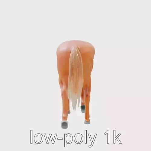 Chestnut Warmblood Horse with Energetic Performance Low-poly 3D model