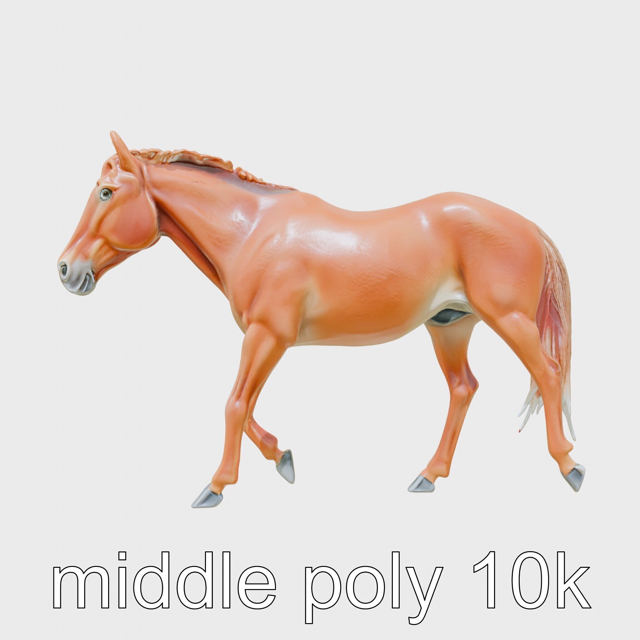 Chestnut Warmblood Horse with Energetic Performance Low-poly 3D model_8