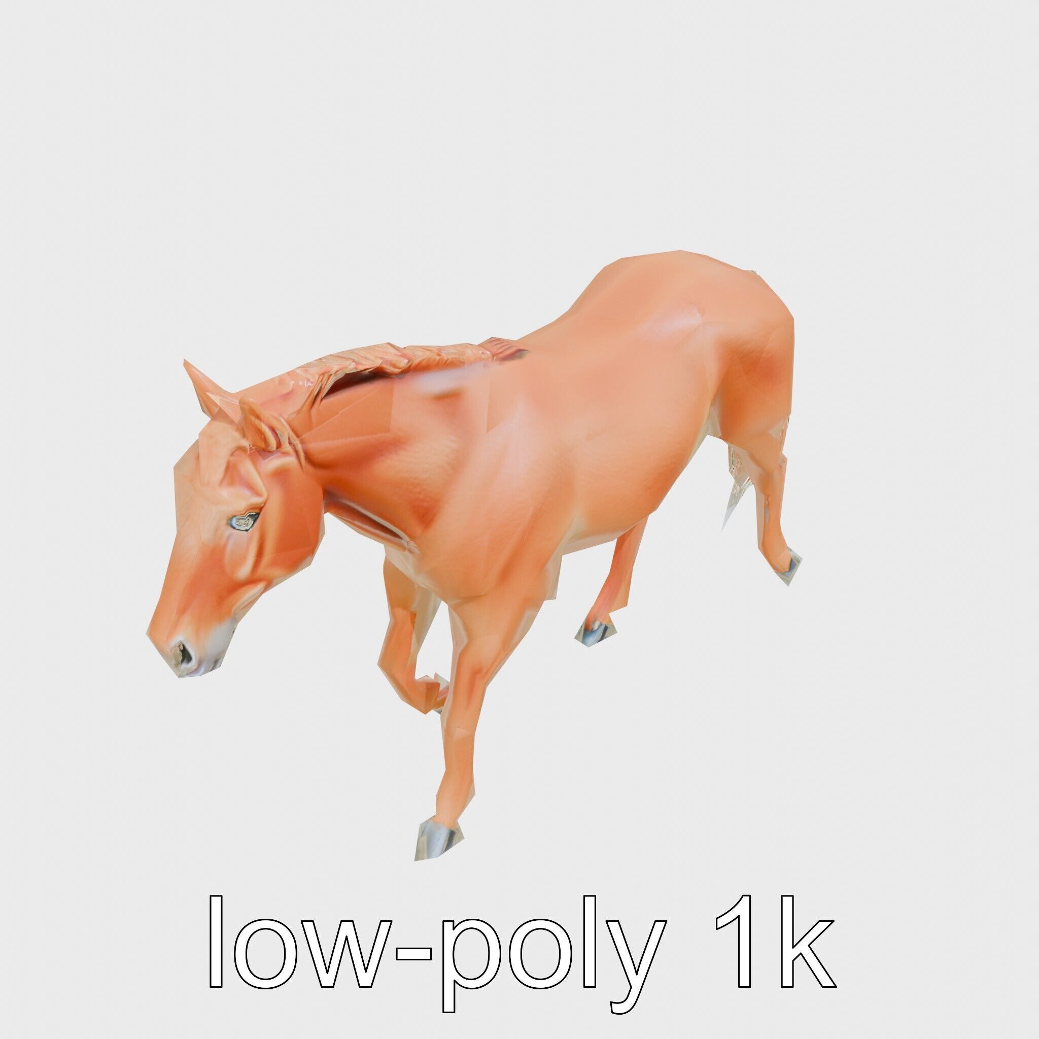 Chestnut Warmblood Horse with Energetic Performance Low-poly 3D model_26