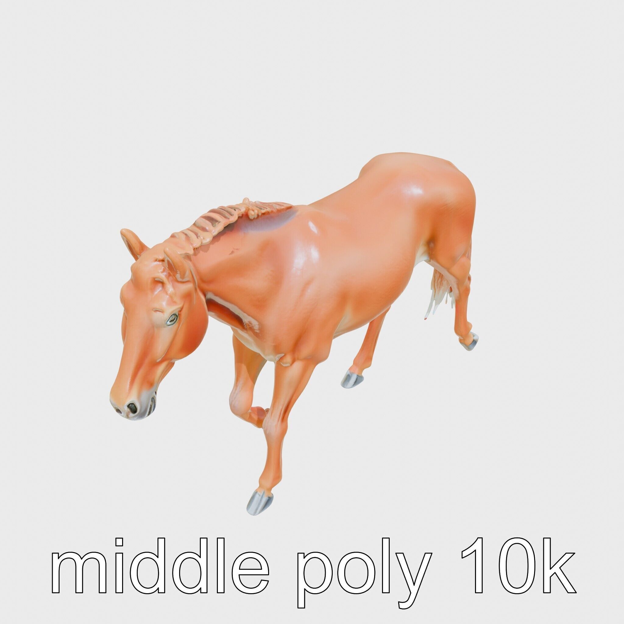 Chestnut Warmblood Horse with Energetic Performance Low-poly 3D model_15