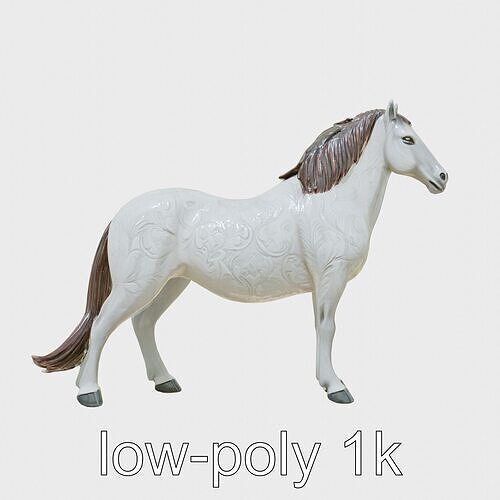 Morgan Horse Sculpture with Intricate Engraved Design Low-poly 3D model