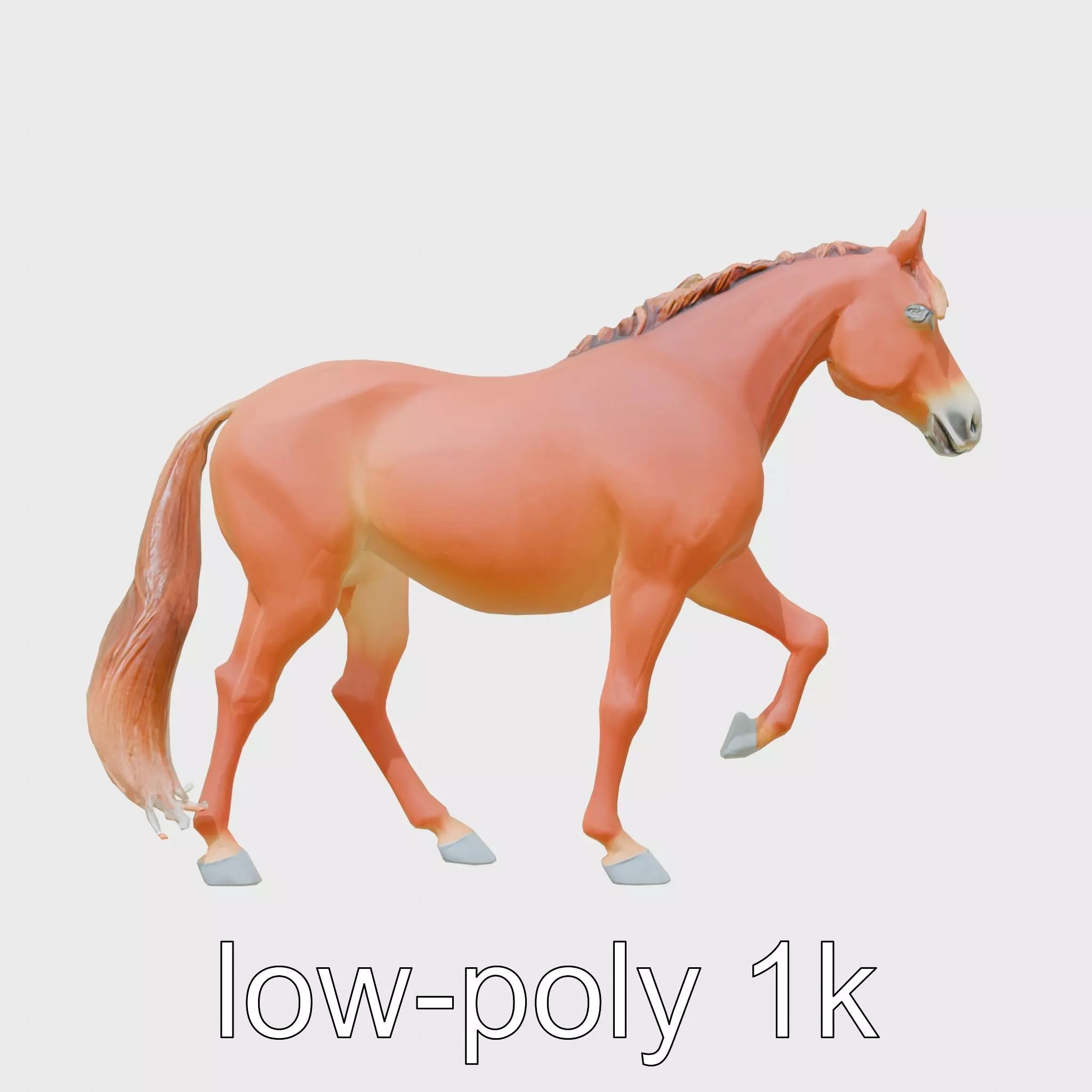 Chestnut Morgan Horse 3D Model with Rich Color Low-poly 3D model_0