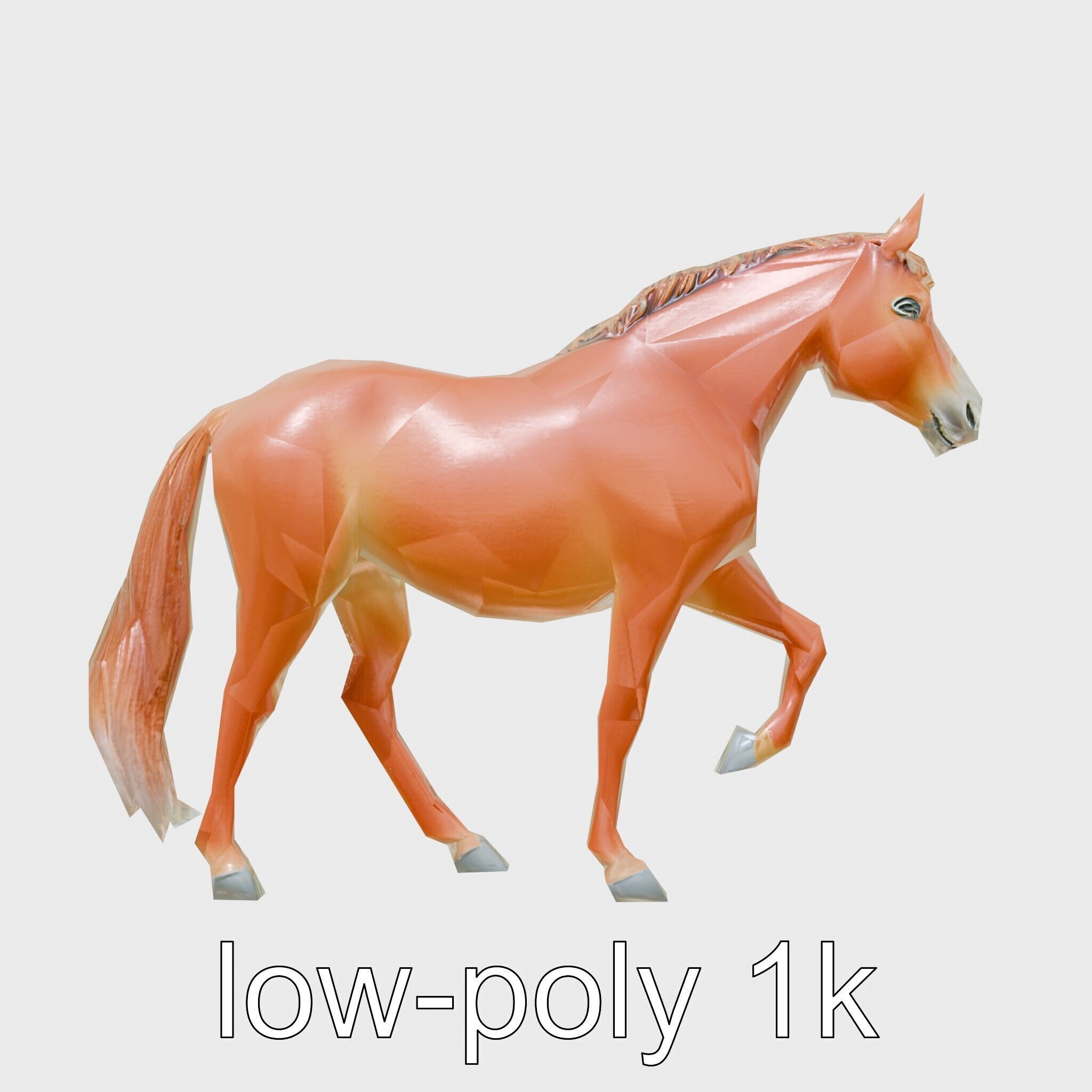 Chestnut Morgan Horse 3D Model with Rich Color Low-poly 3D model_4