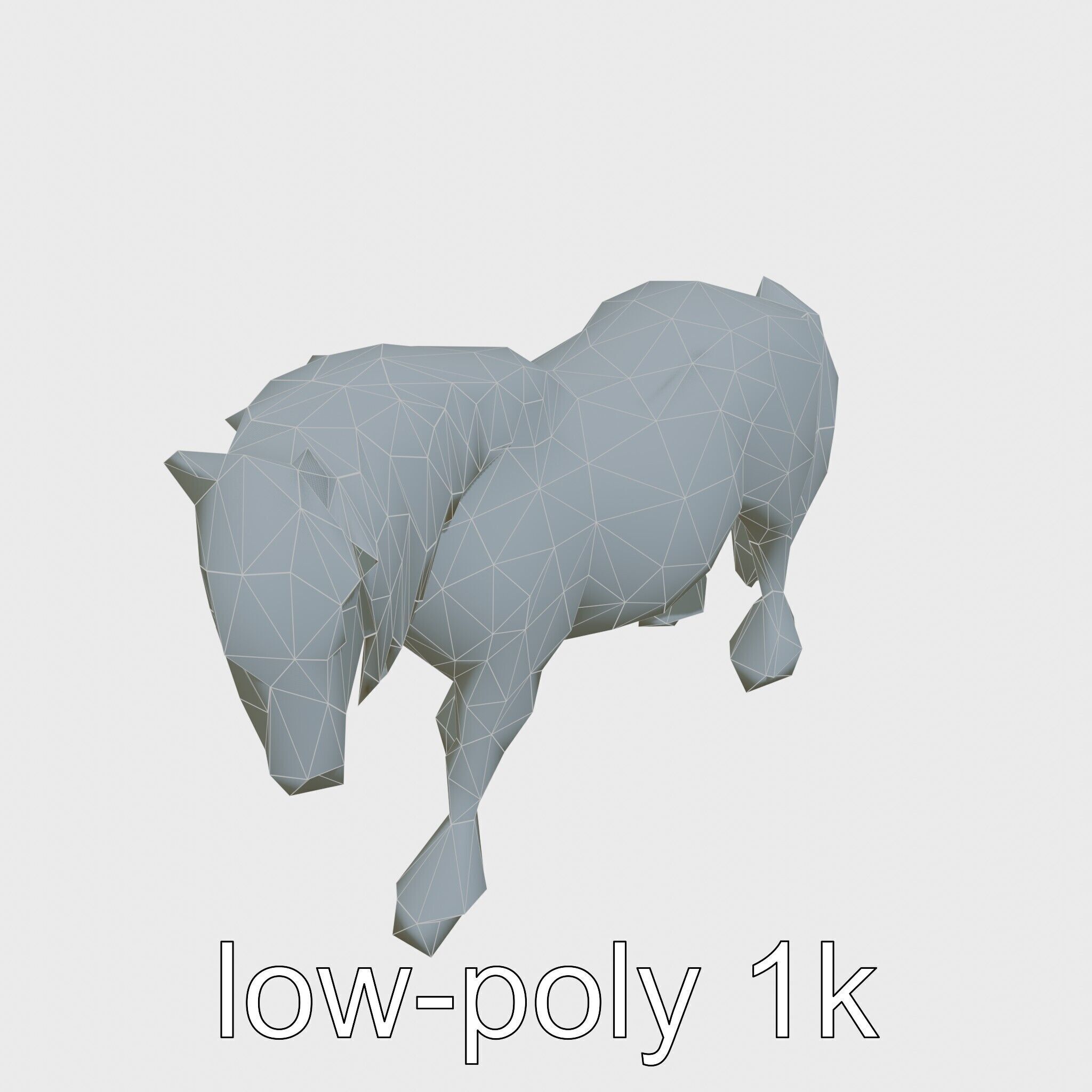 Friesian Horse with Flowing Mane and Feathered Legs Low-poly 3D model_22