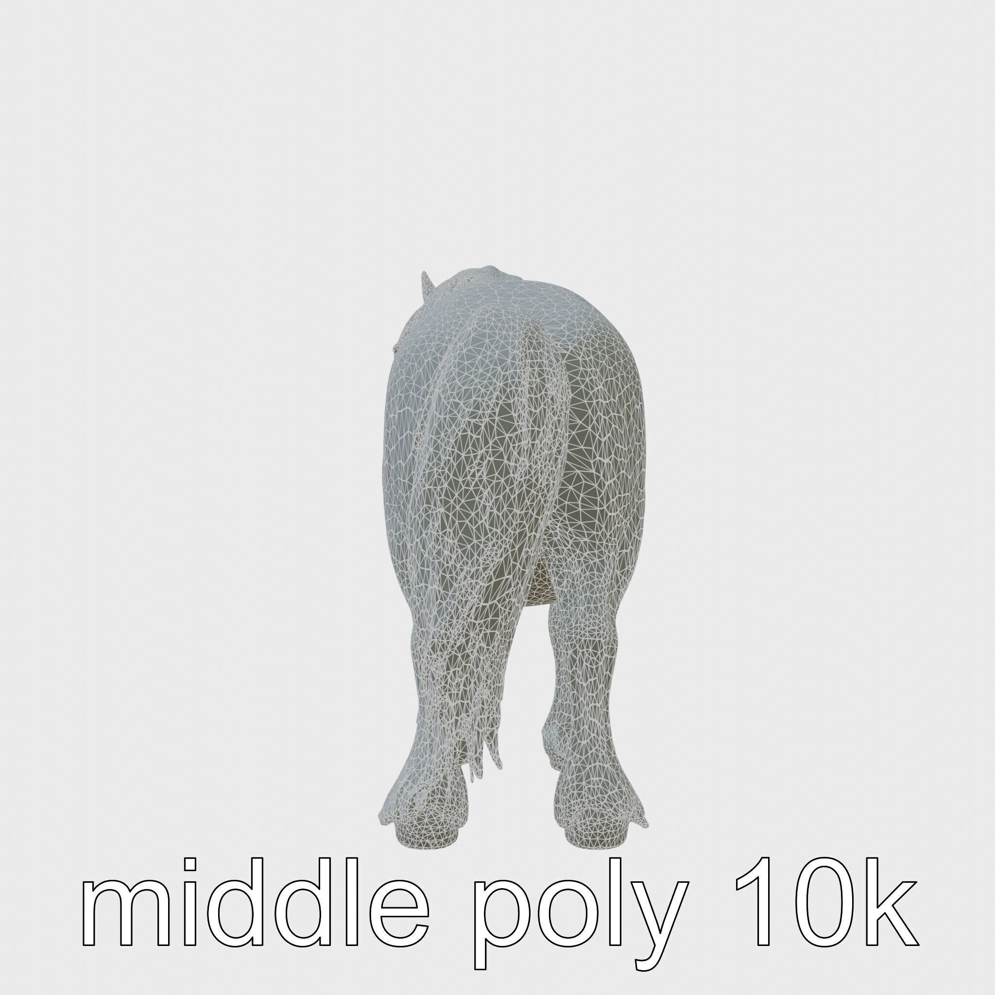 Friesian Horse with Flowing Mane and Feathered Legs Low-poly 3D model_25