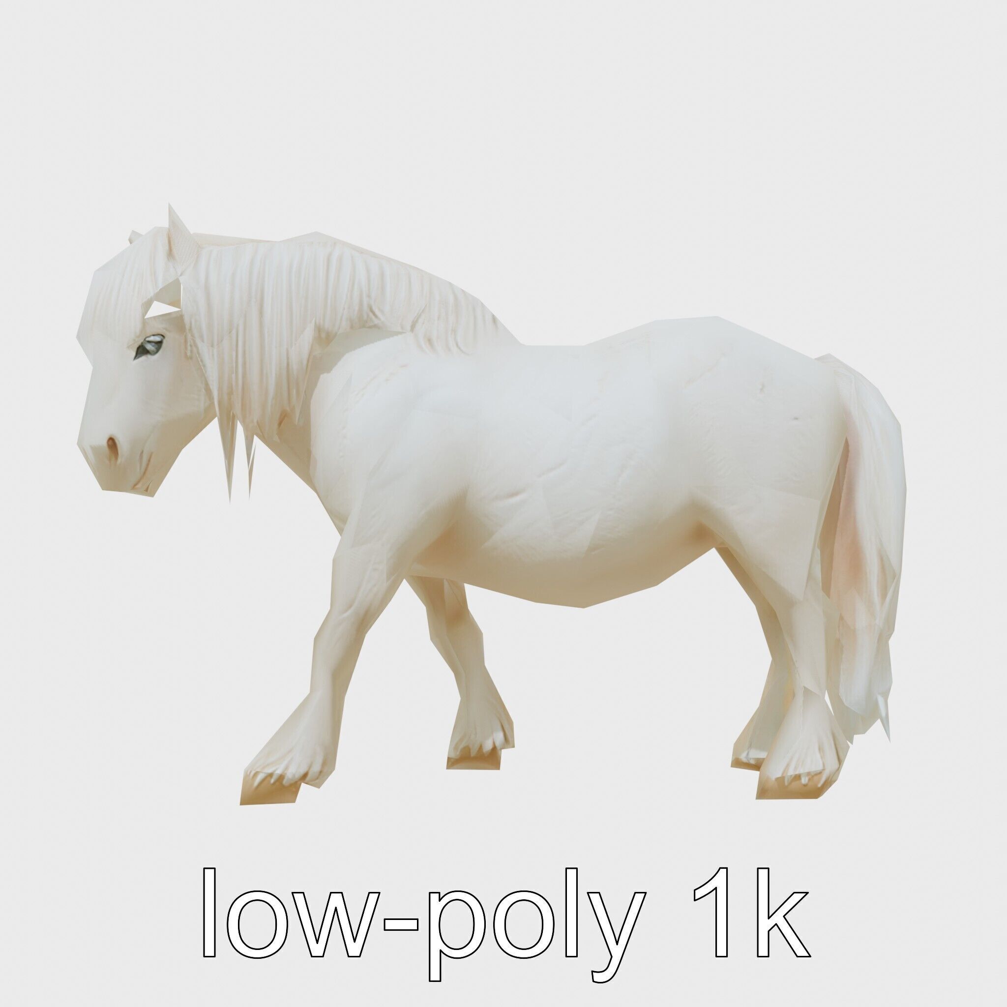 Friesian Horse with Flowing Mane and Feathered Legs Low-poly 3D model_4