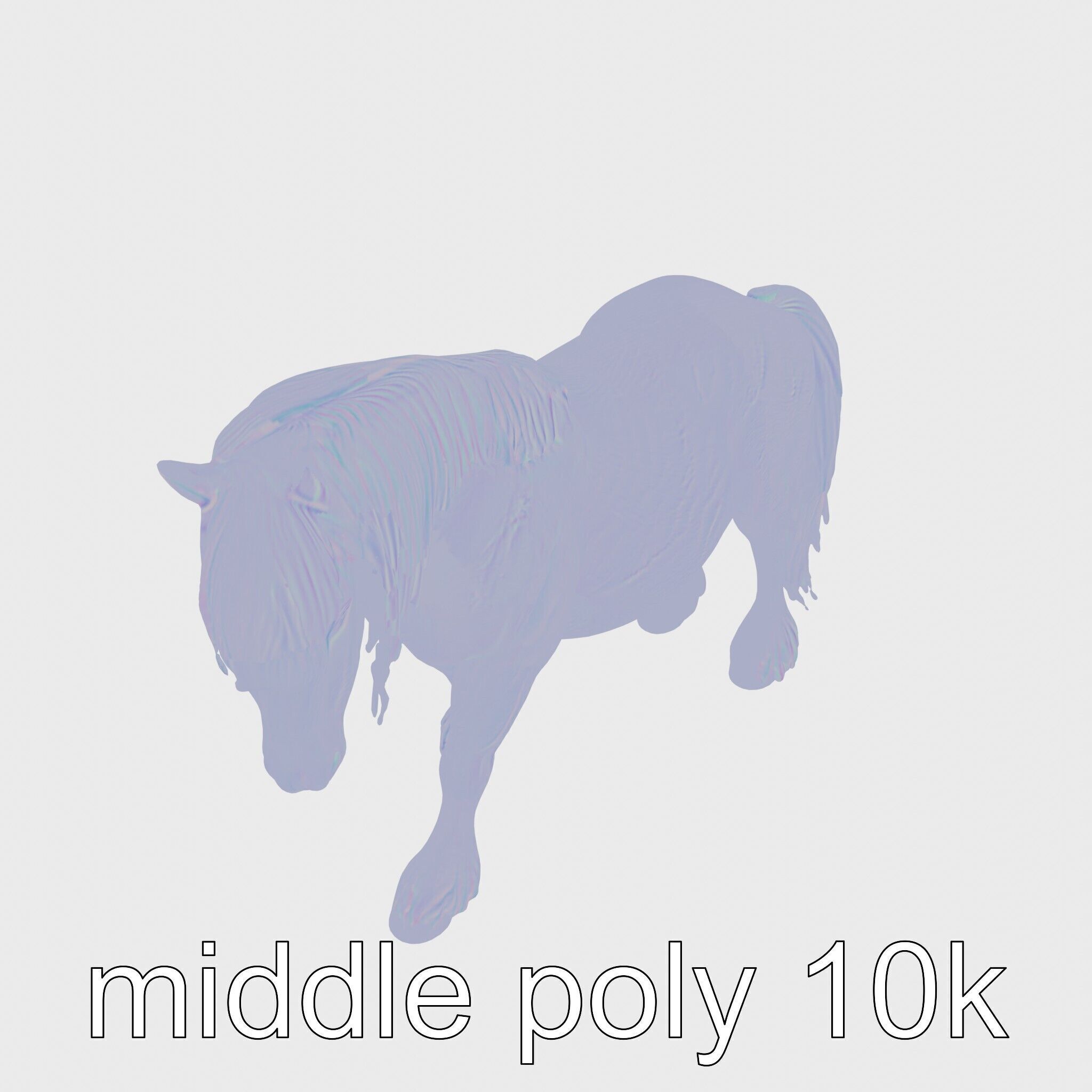 Friesian Horse with Flowing Mane and Feathered Legs Low-poly 3D model_19