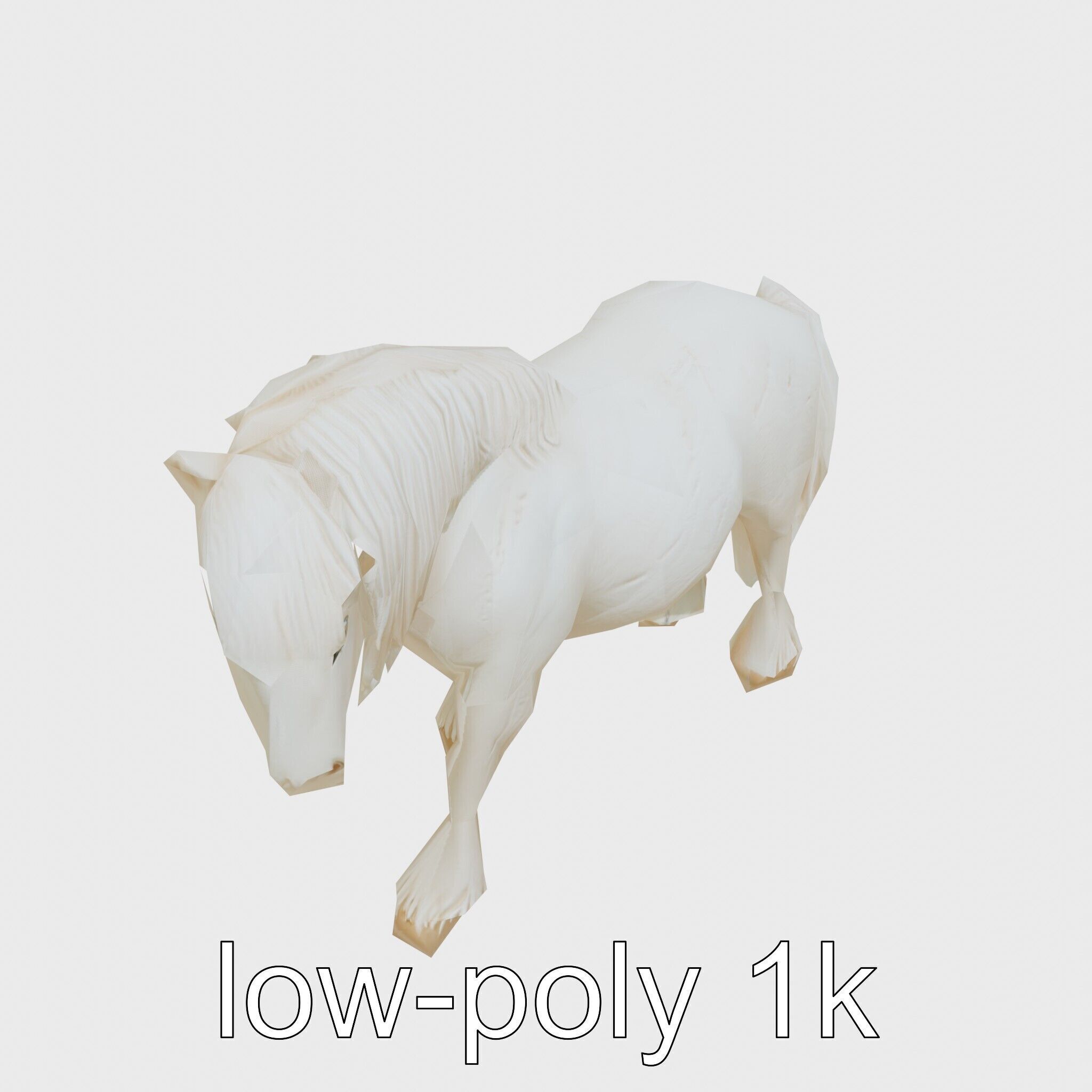 Friesian Horse with Flowing Mane and Feathered Legs Low-poly 3D model_17