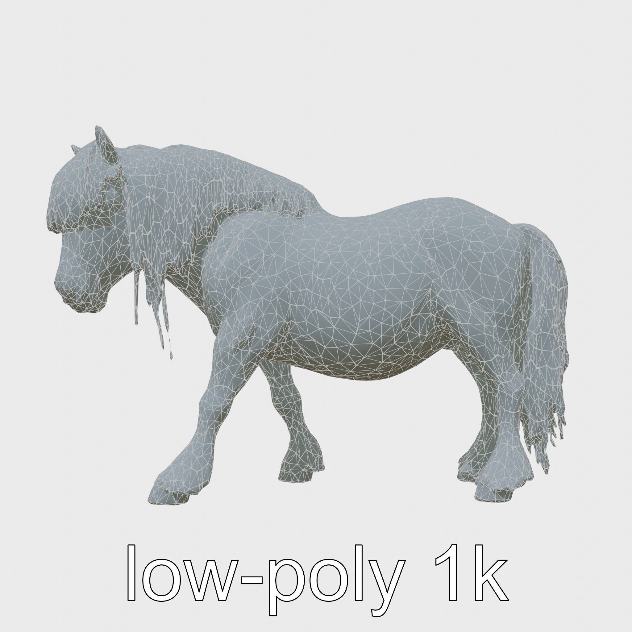 Friesian Horse with Flowing Mane and Feathered Legs Low-poly 3D model_6