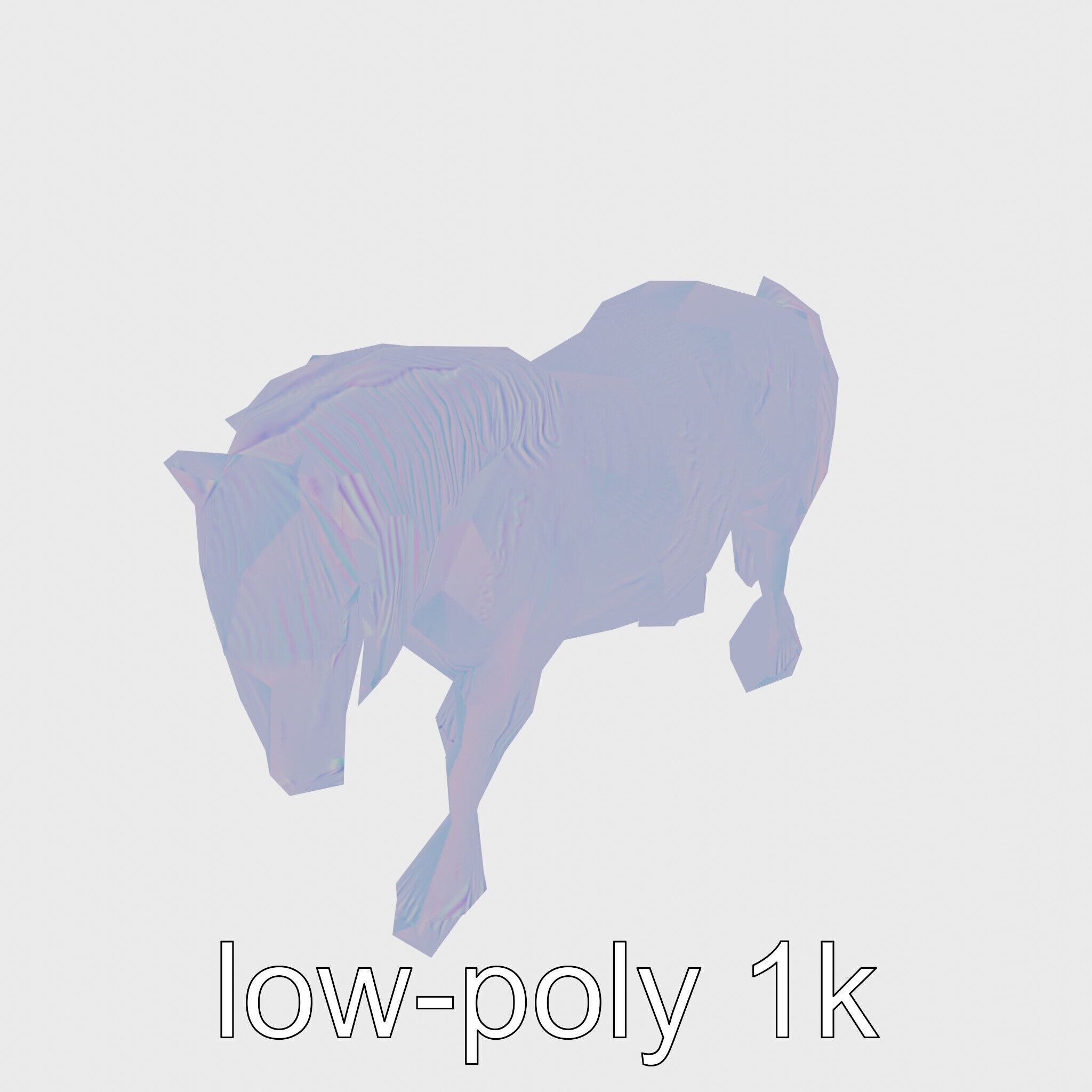 Friesian Horse with Flowing Mane and Feathered Legs Low-poly 3D model_15