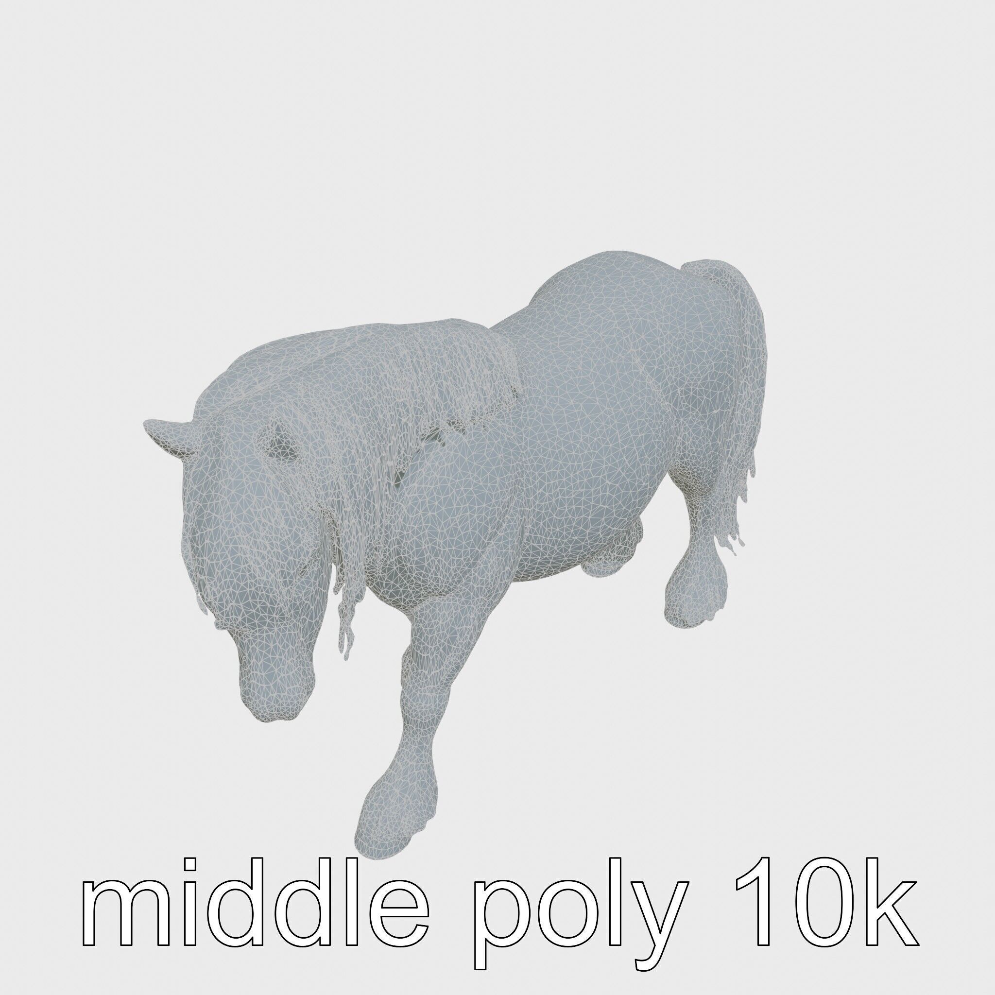 Friesian Horse with Flowing Mane and Feathered Legs Low-poly 3D model_28