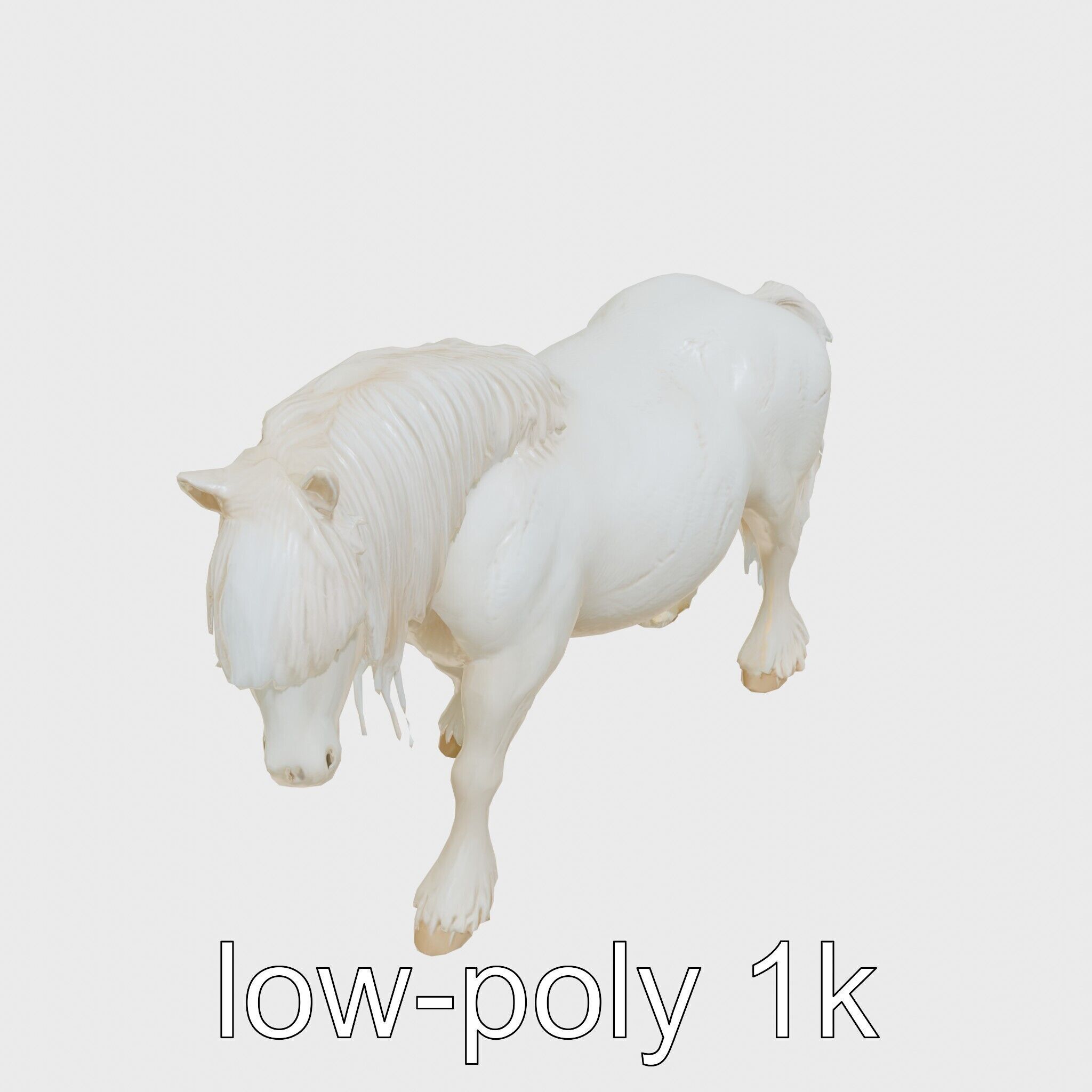 Friesian Horse with Flowing Mane and Feathered Legs Low-poly 3D model_13