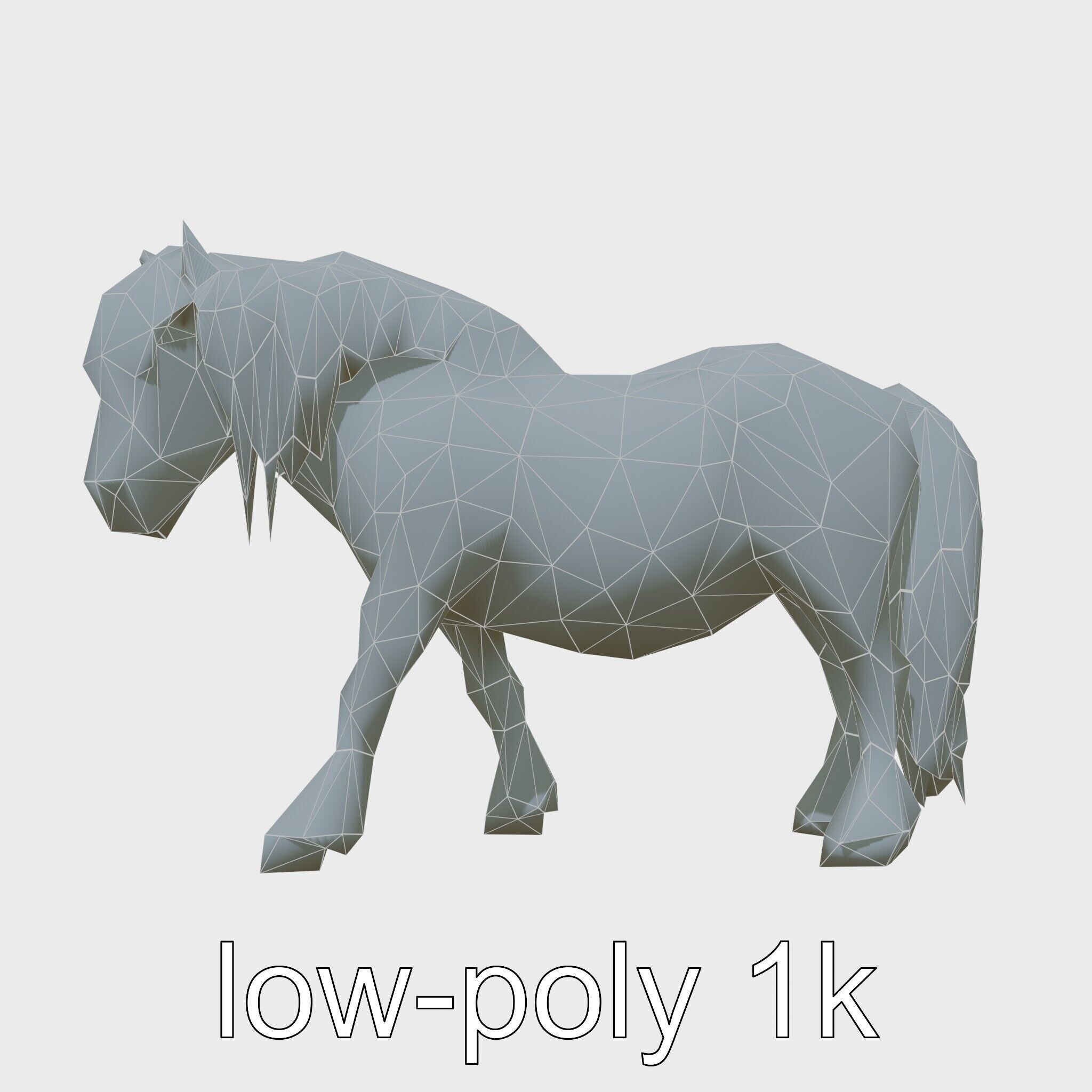 Friesian Horse with Flowing Mane and Feathered Legs Low-poly 3D model_7
