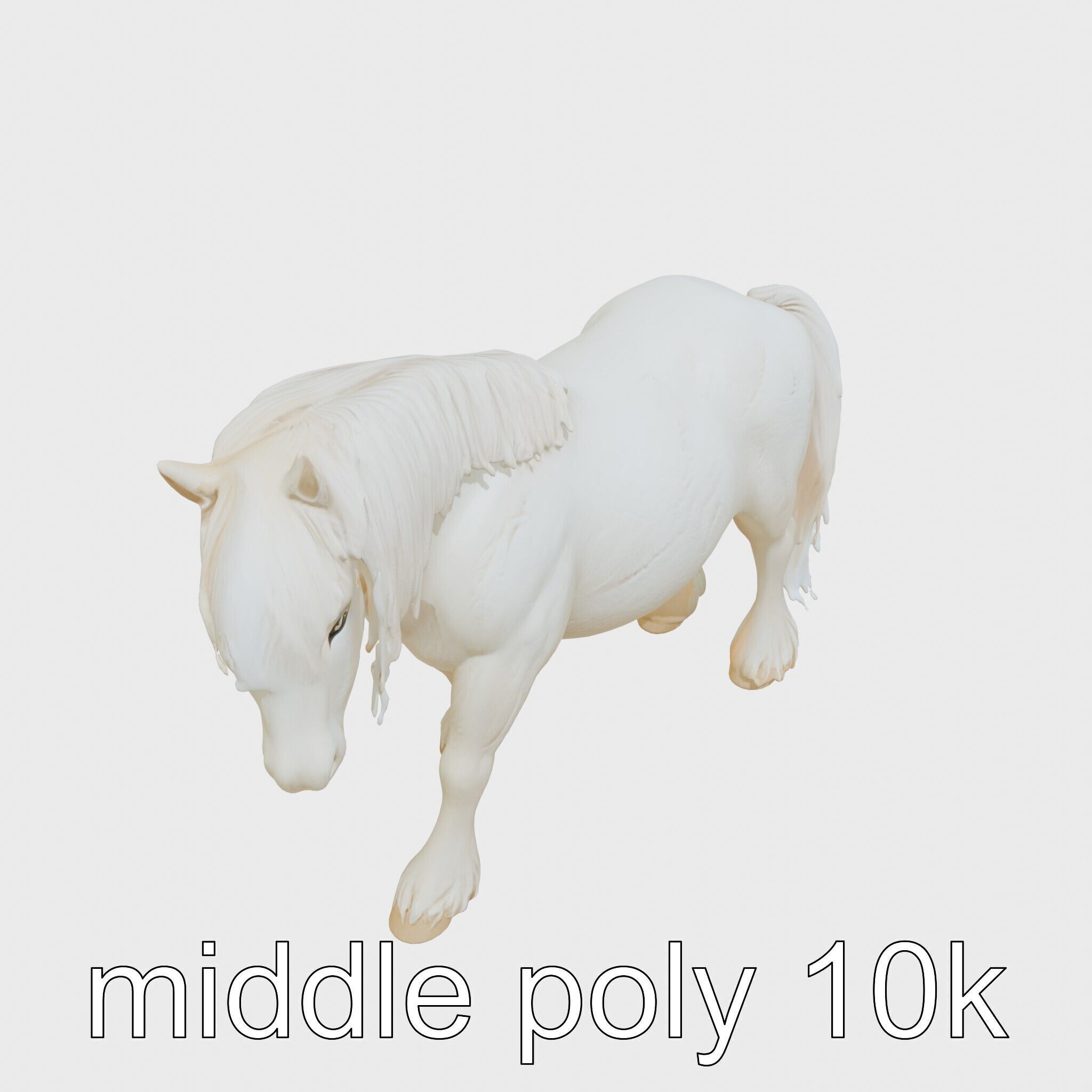 Friesian Horse with Flowing Mane and Feathered Legs Low-poly 3D model_20