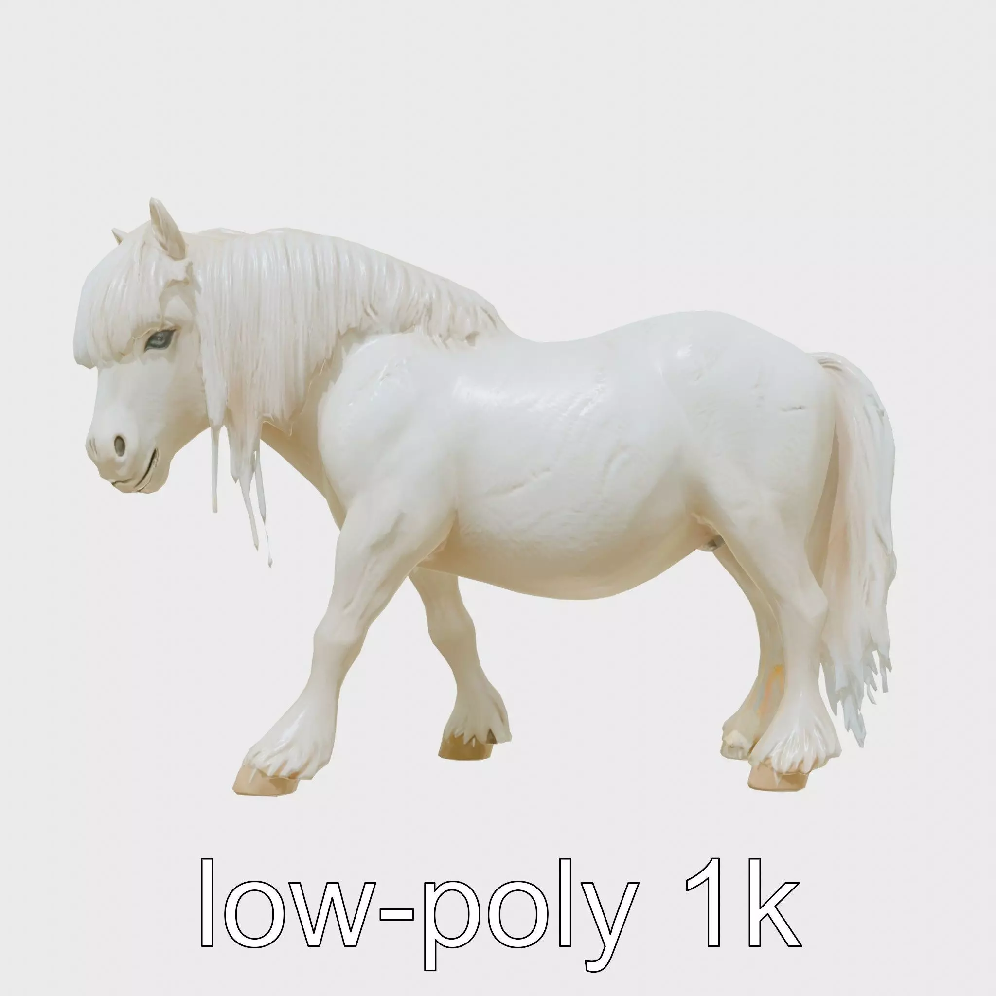Friesian Horse with Flowing Mane and Feathered Legs Low-poly 3D model_0