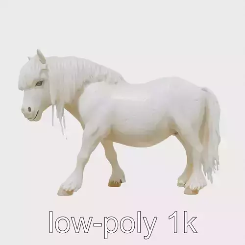 Friesian Horse with Flowing Mane and Feathered Legs Low-poly 3D model