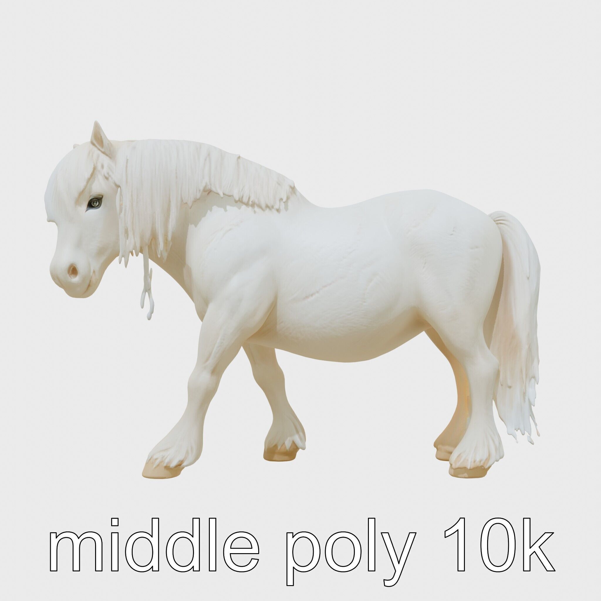 Friesian Horse with Flowing Mane and Feathered Legs Low-poly 3D model_2