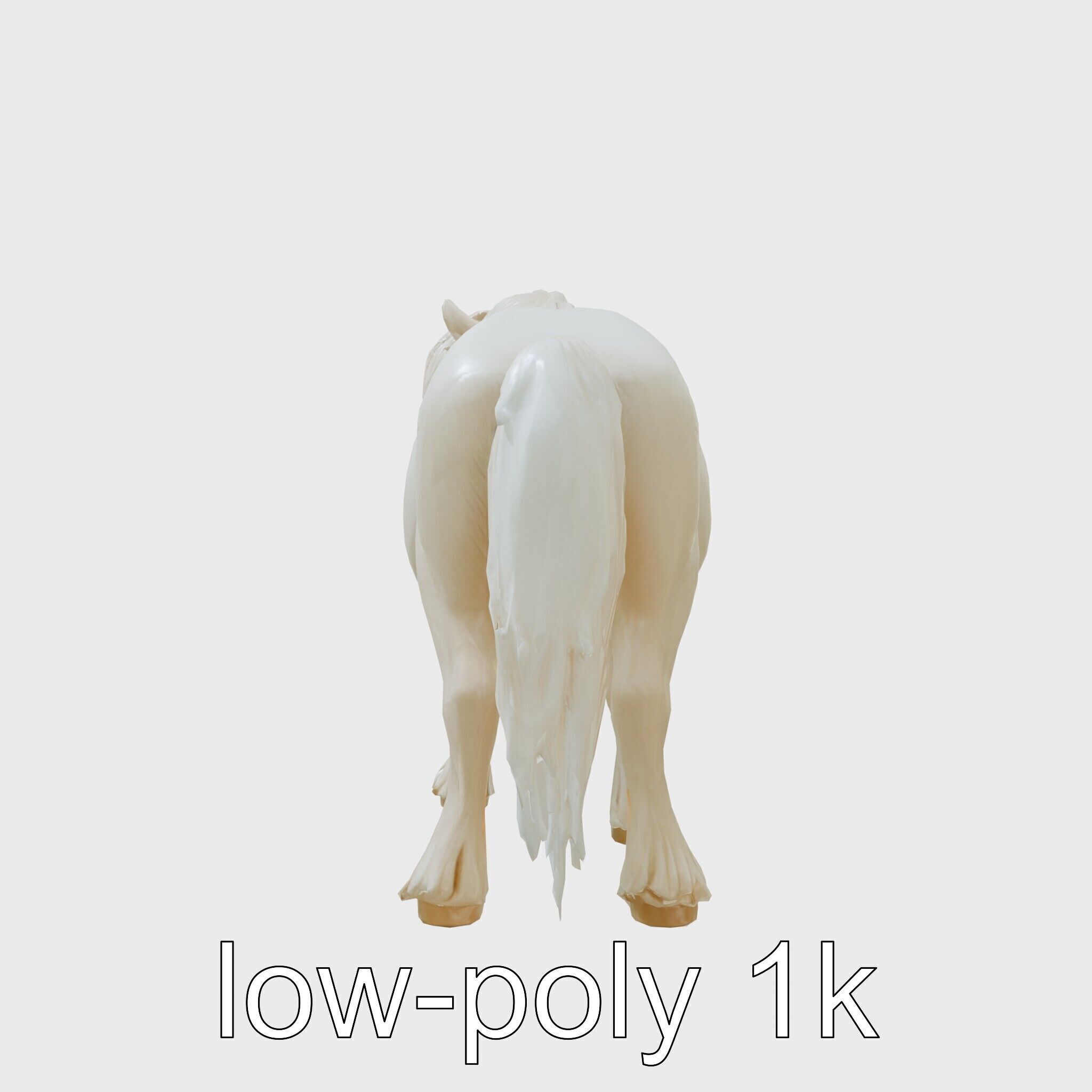 Friesian Horse with Flowing Mane and Feathered Legs Low-poly 3D model_16