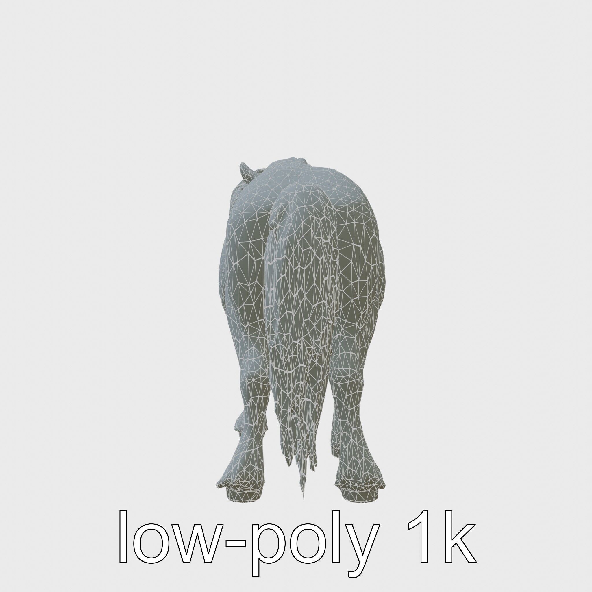 Friesian Horse with Flowing Mane and Feathered Legs Low-poly 3D model_21